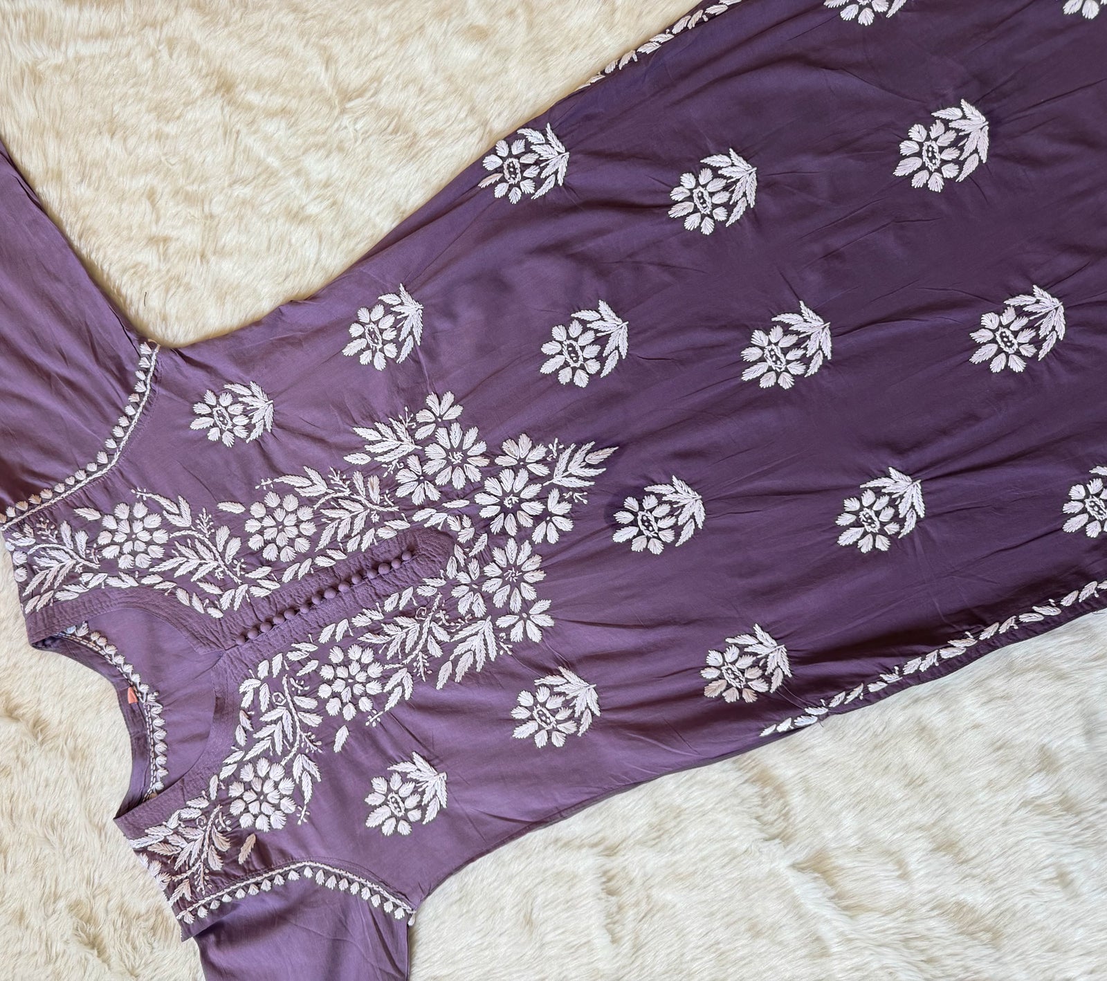 Ayra Mauve Purple Pure Cotton Chikankari Kurti