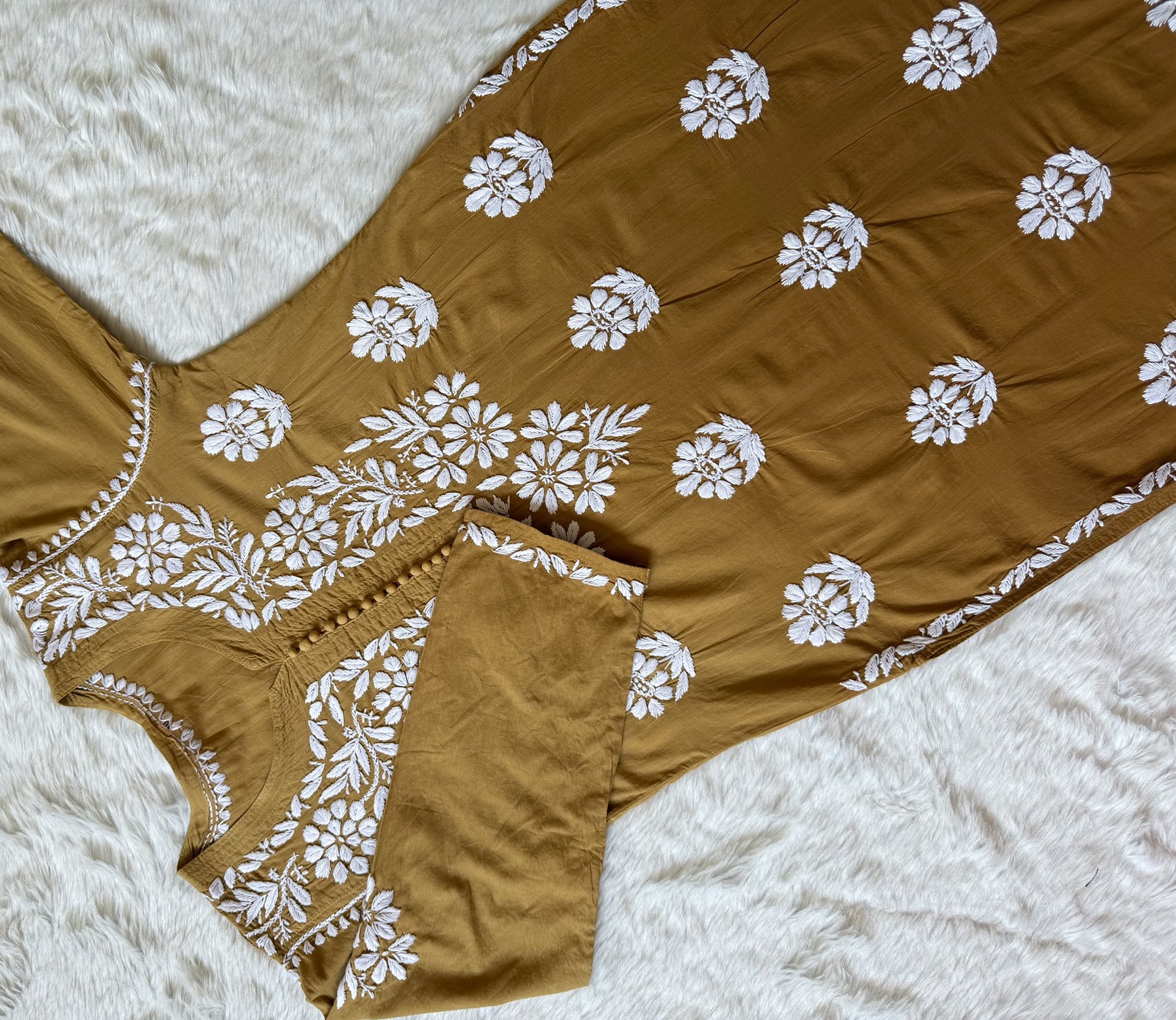 Ayra Mustard Pure Cotton Chikankari Kurti