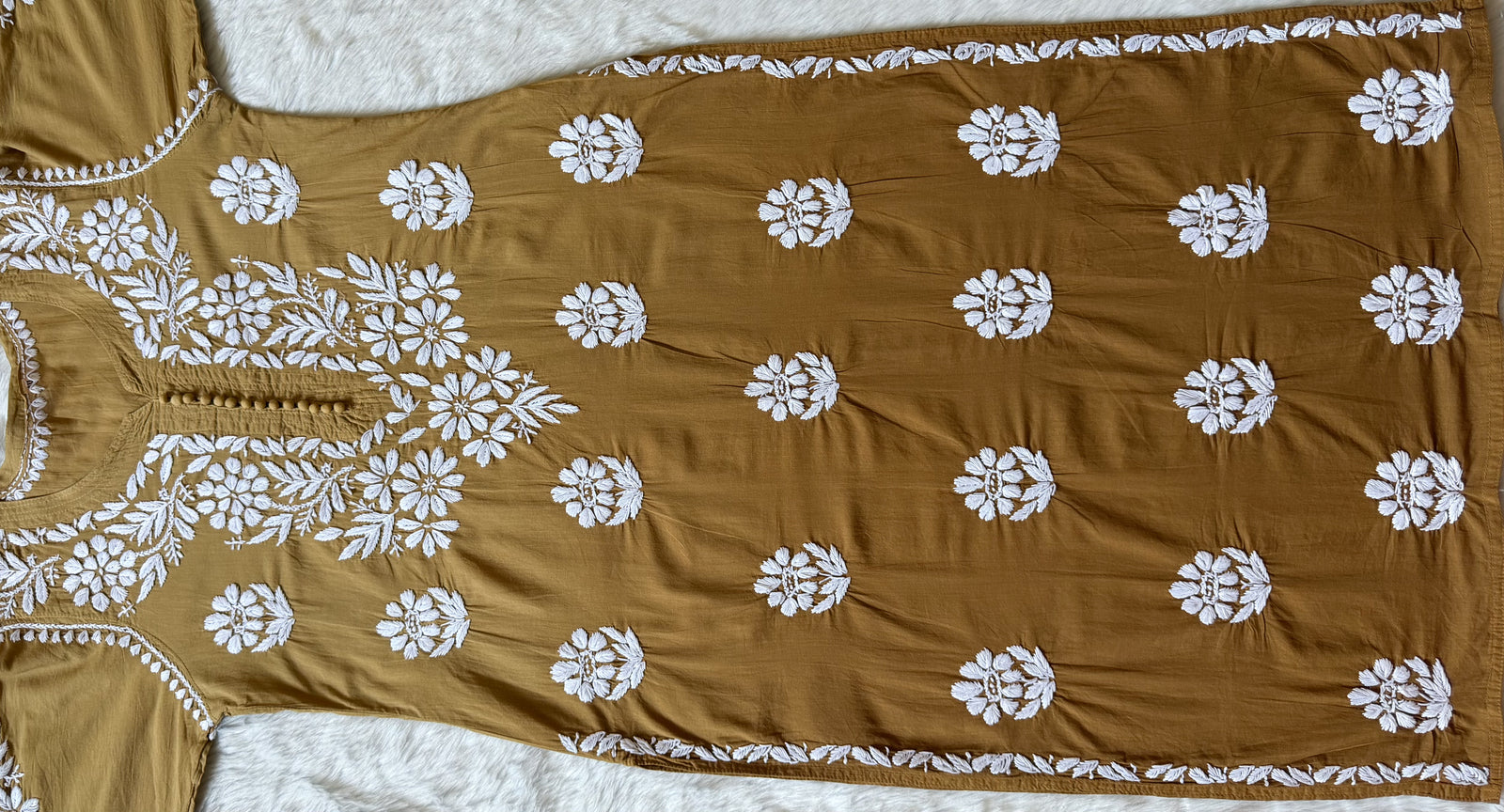 Ayra Mustard Pure Cotton Chikankari Kurti