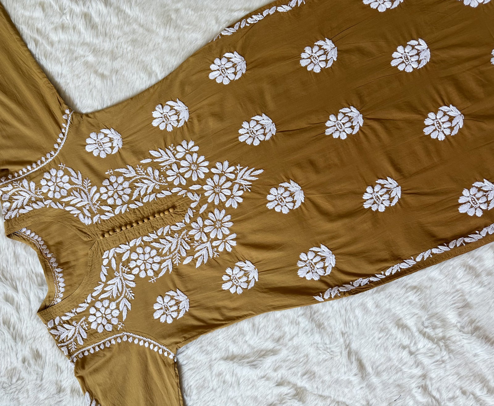 Ayra Mustard Pure Cotton Chikankari Kurti