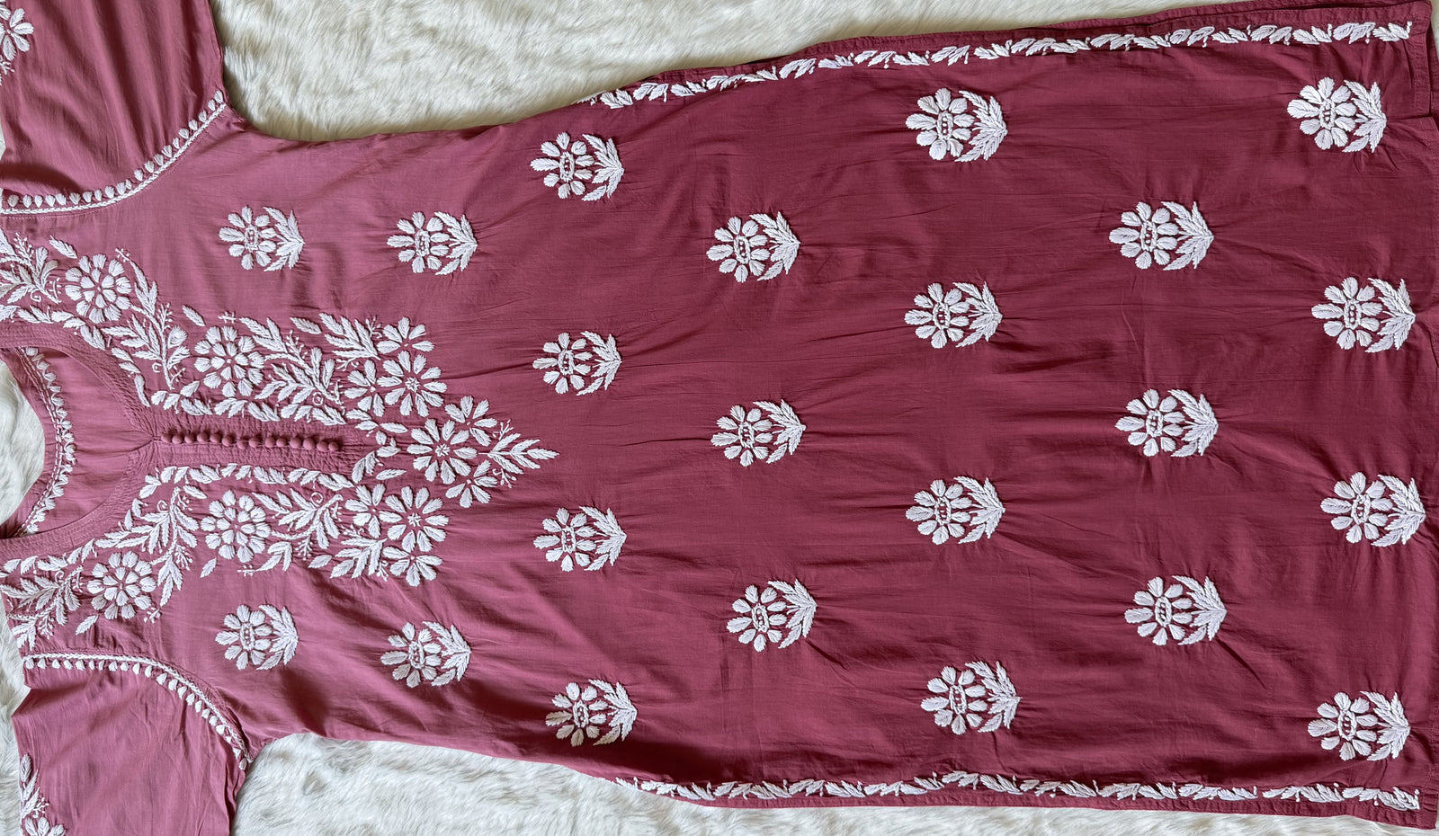 Ayra Rose Pink Pure Cotton Chikankari Kurti