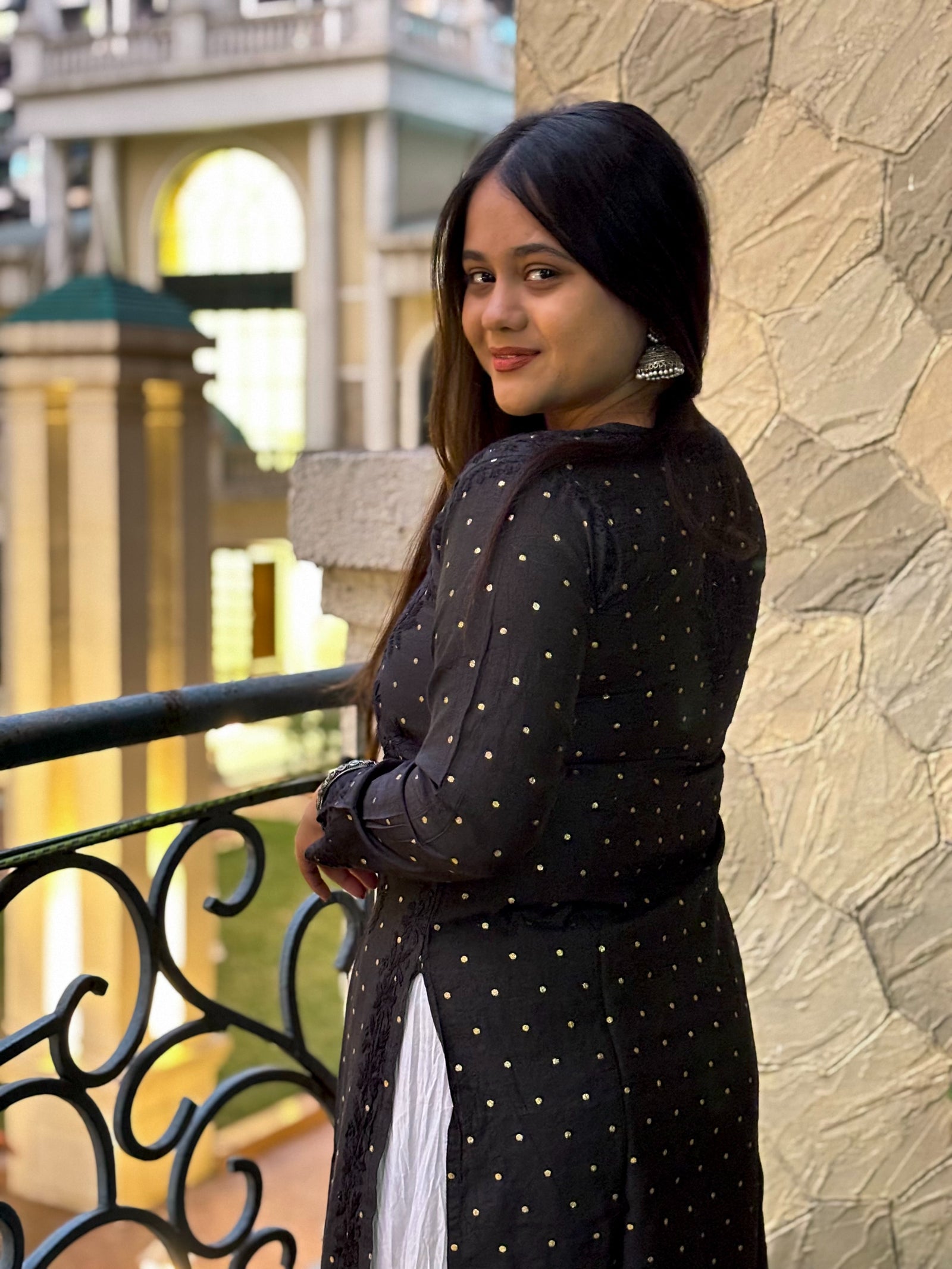 Black Chanderi Banarasi Kurta