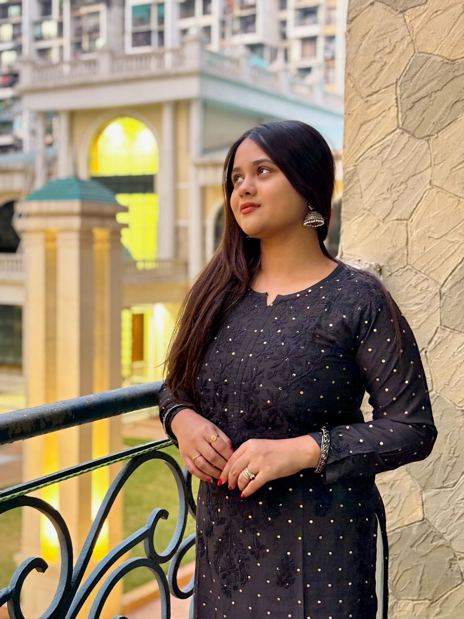 Black Chanderi Banarasi Kurta