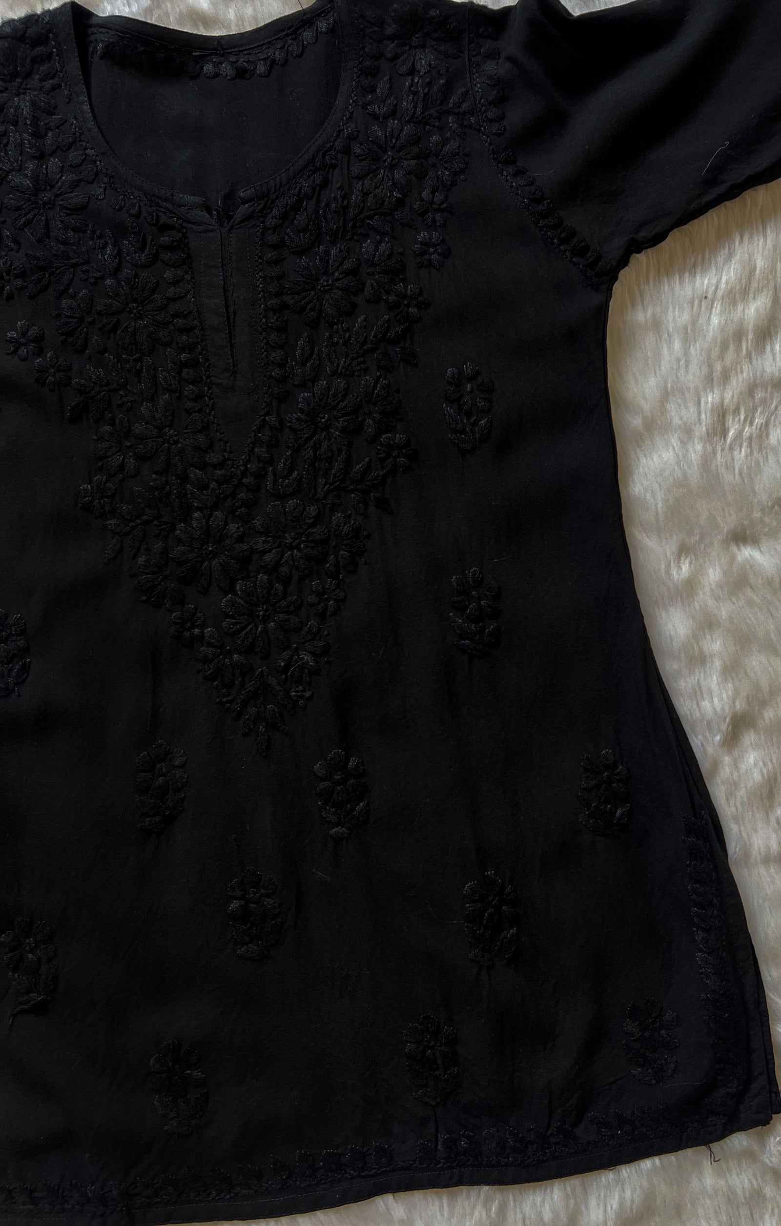 Black Ombre Short Rayon Kurta