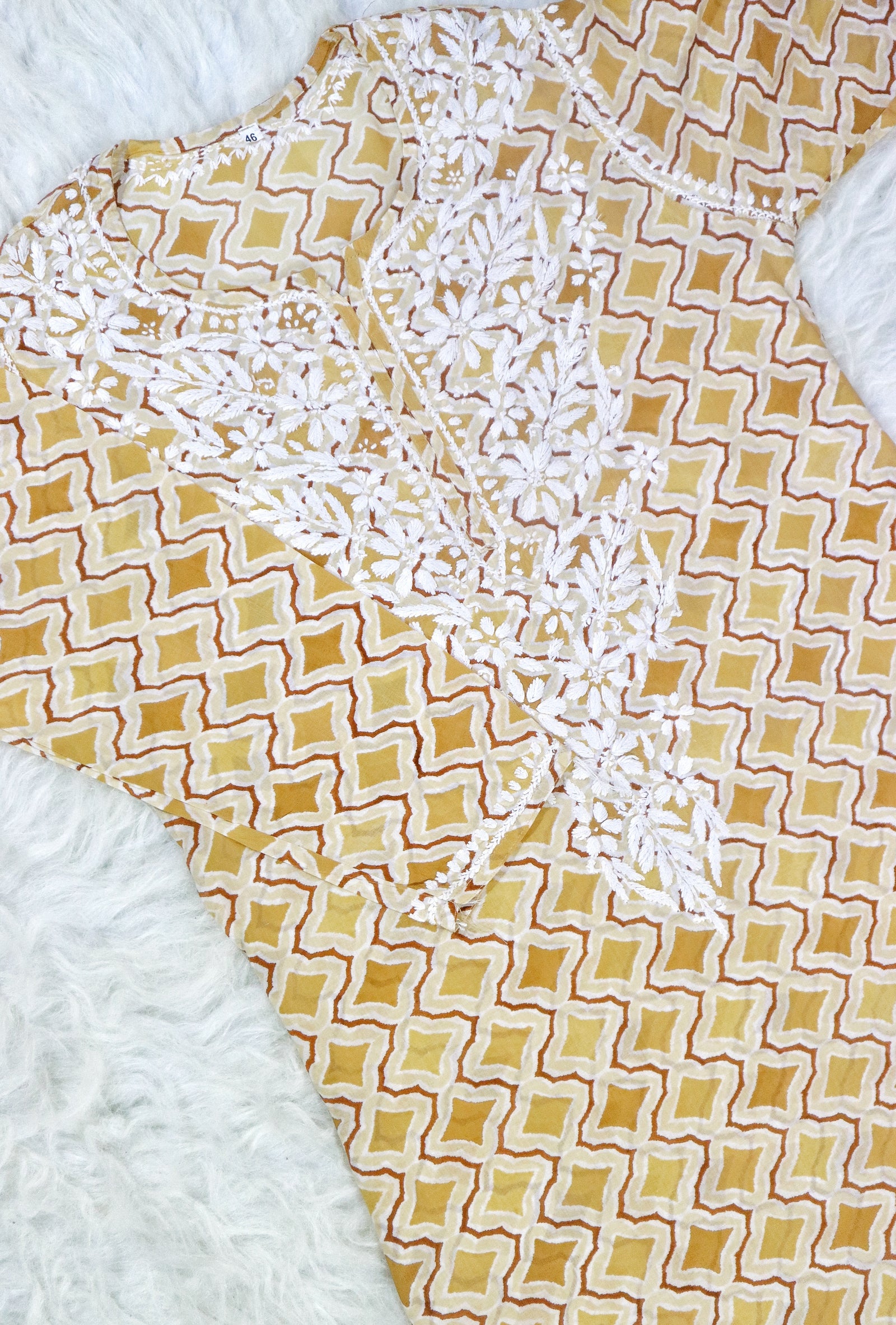 Coffee Brown MulMul Printed Kurta