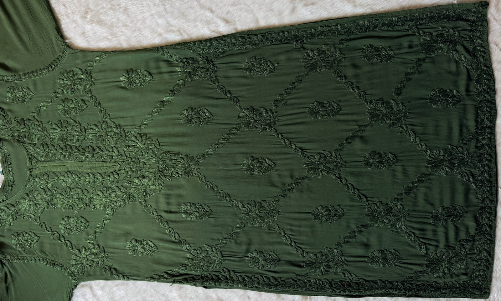 Farah Green Pure Modal Chikankari Kurti