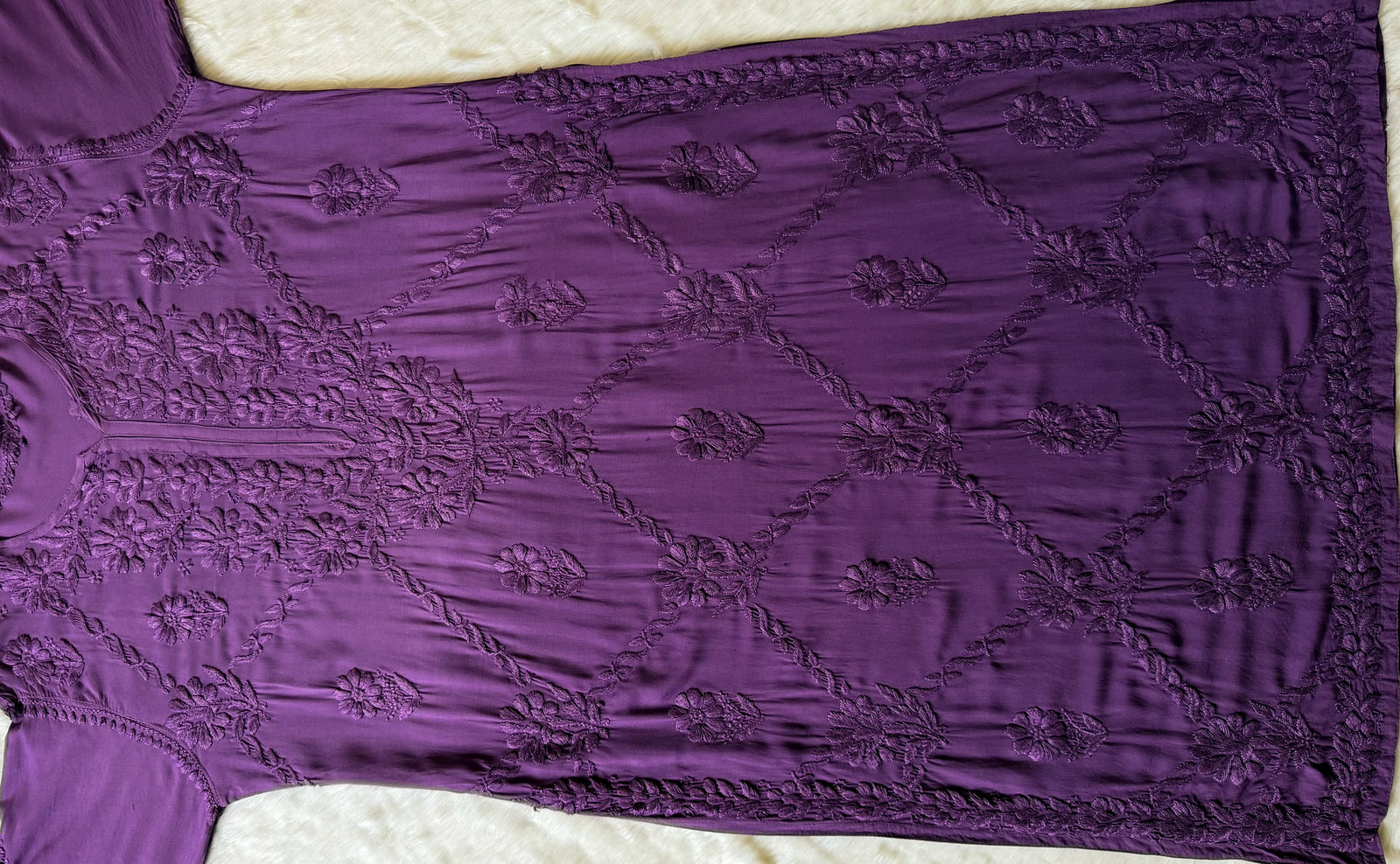 Farah Mauve Purple Pure Modal Chikankari Kurti