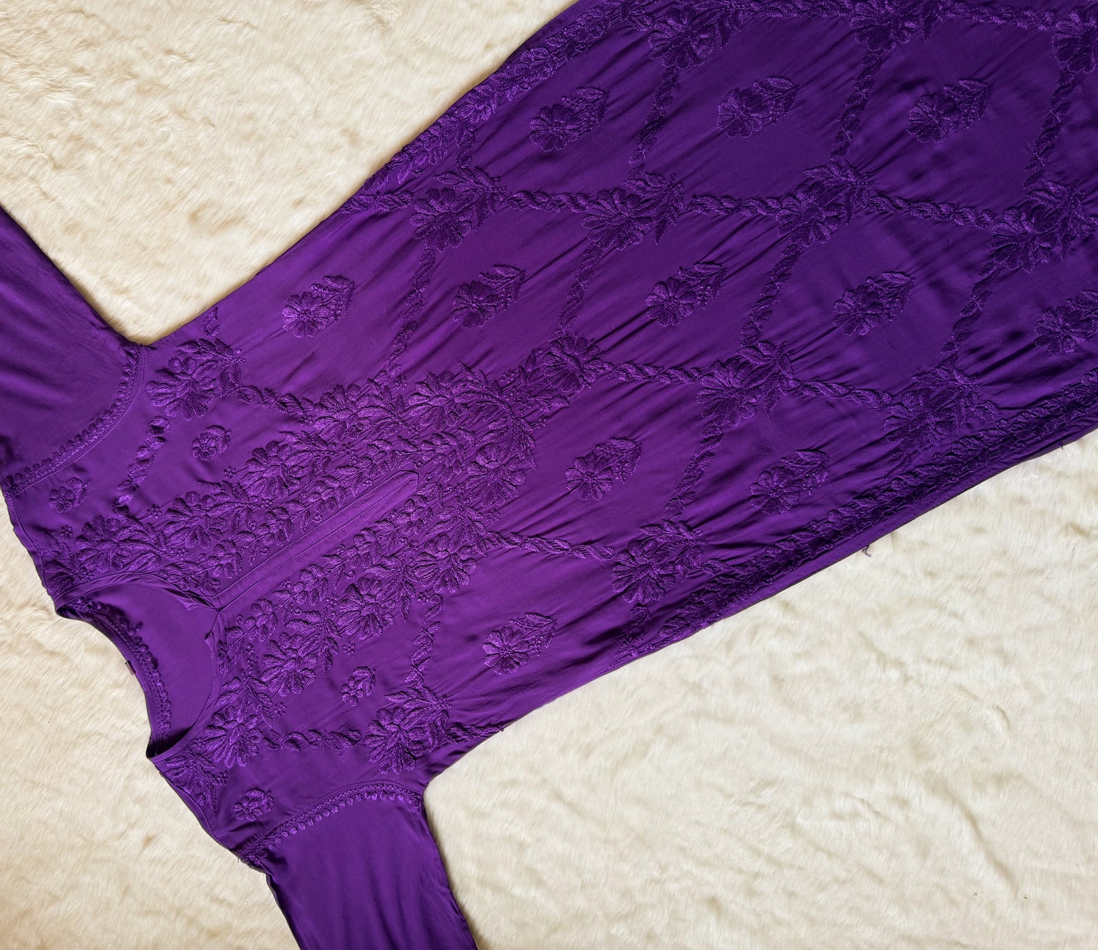 Farah Purple Pure Modal Chikankari Kurti