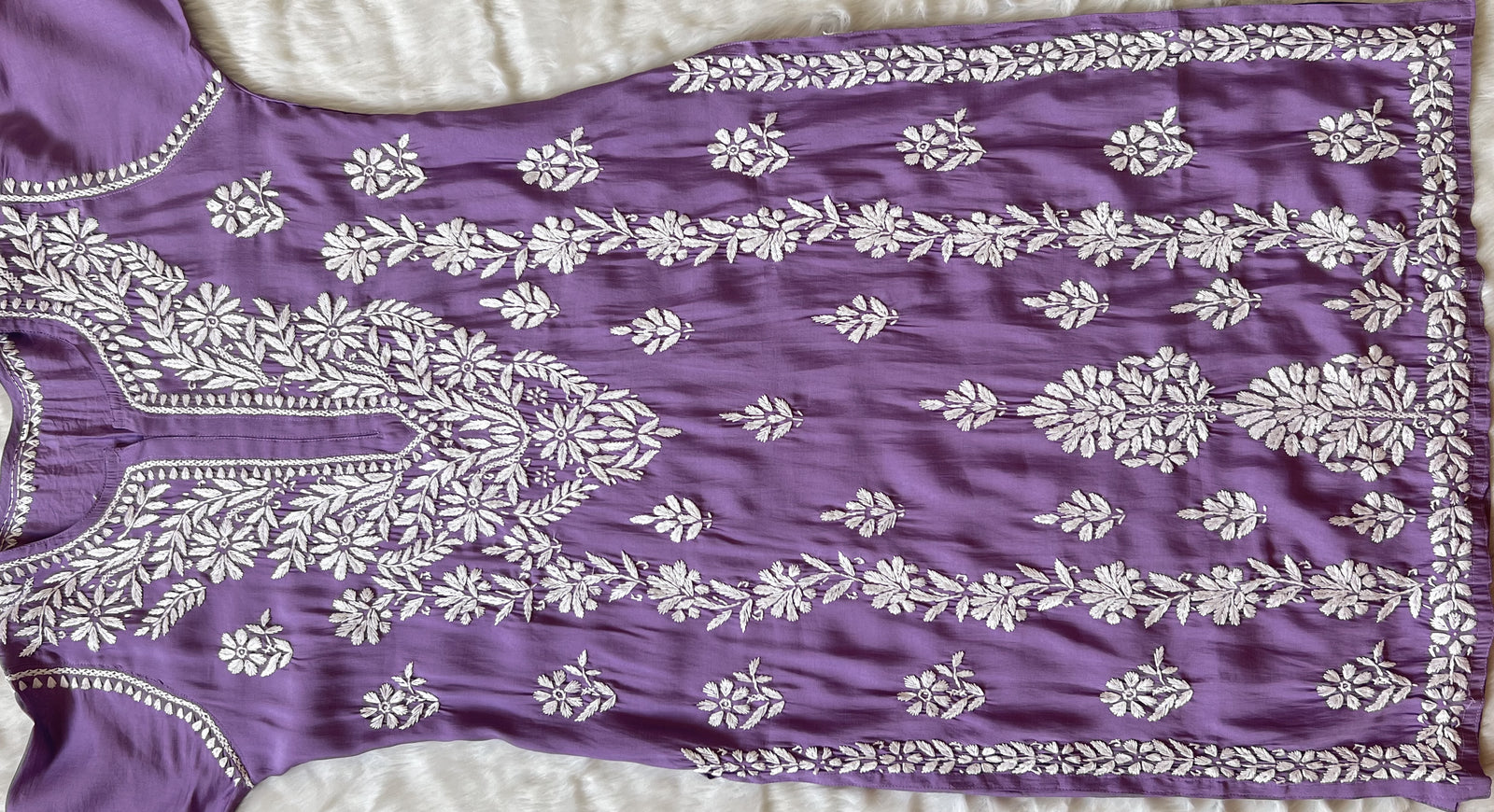 Fida Lavender Muslin Long Kurta with Chikankari