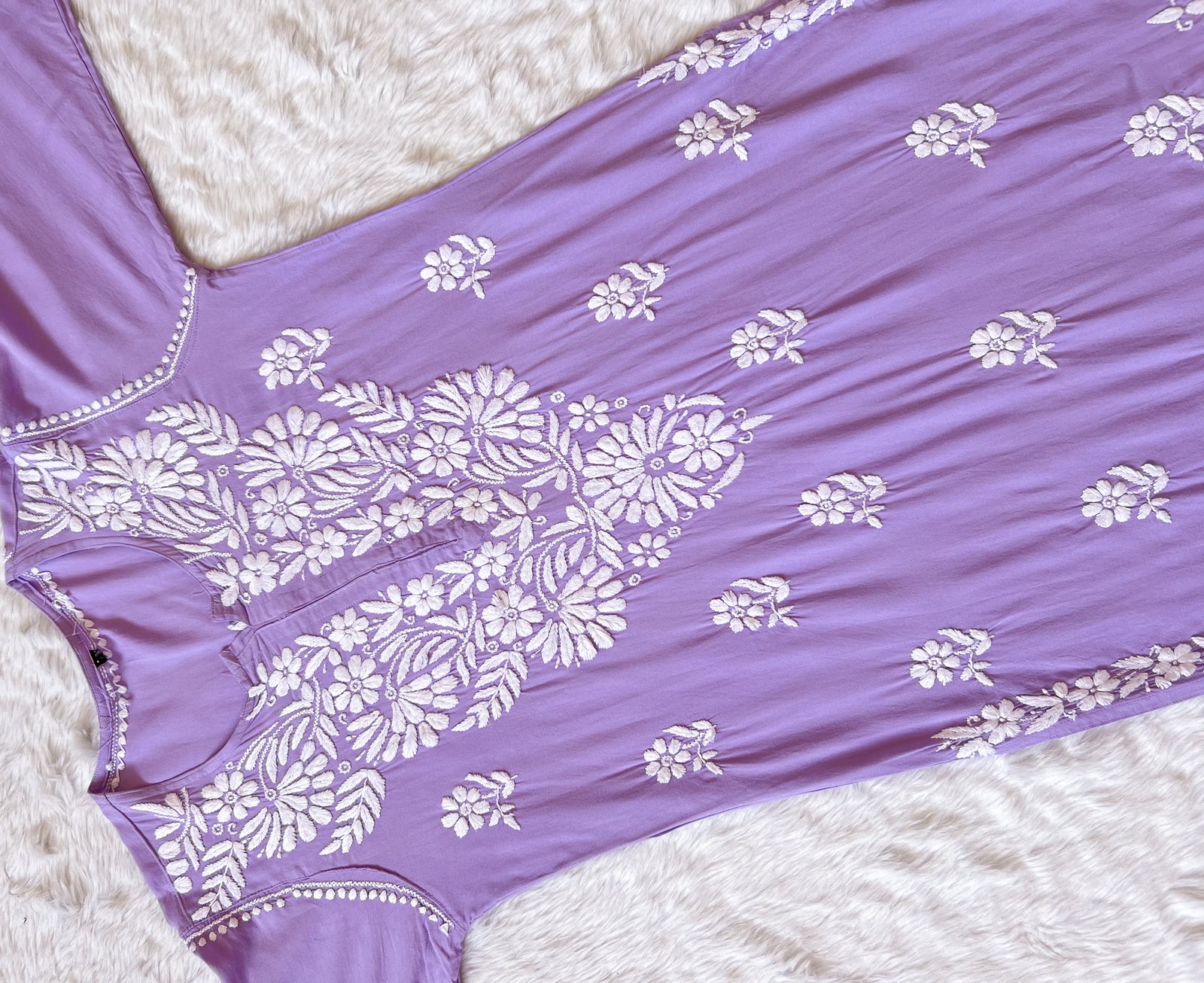 Fiza Lavender Rayon Chikankari Kurta Set