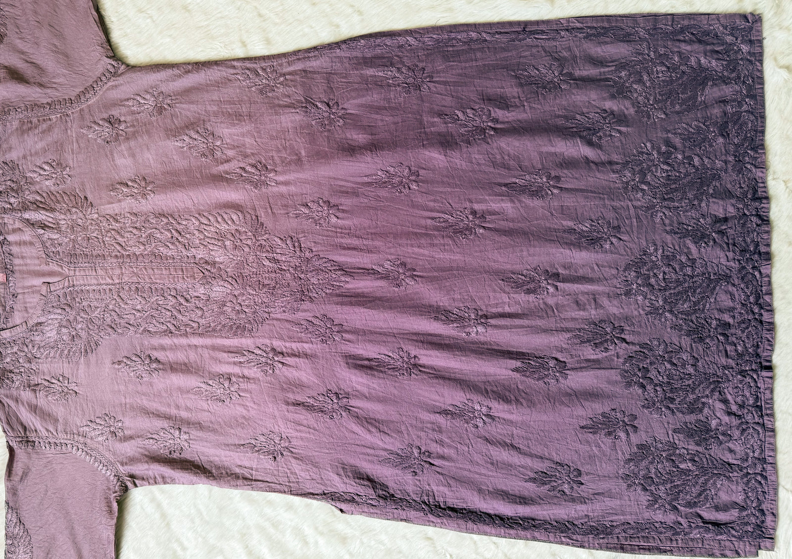 Gul Dusty Lavender Chanderi Plus Size Chikankari Kurti