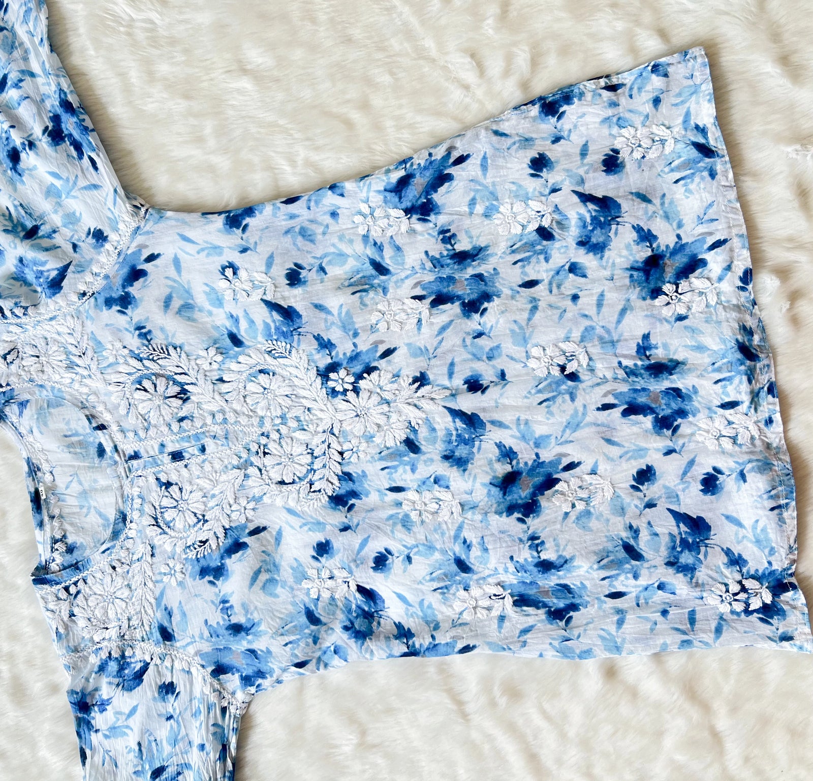 Gul Sky Blue MulMul Short Kurti