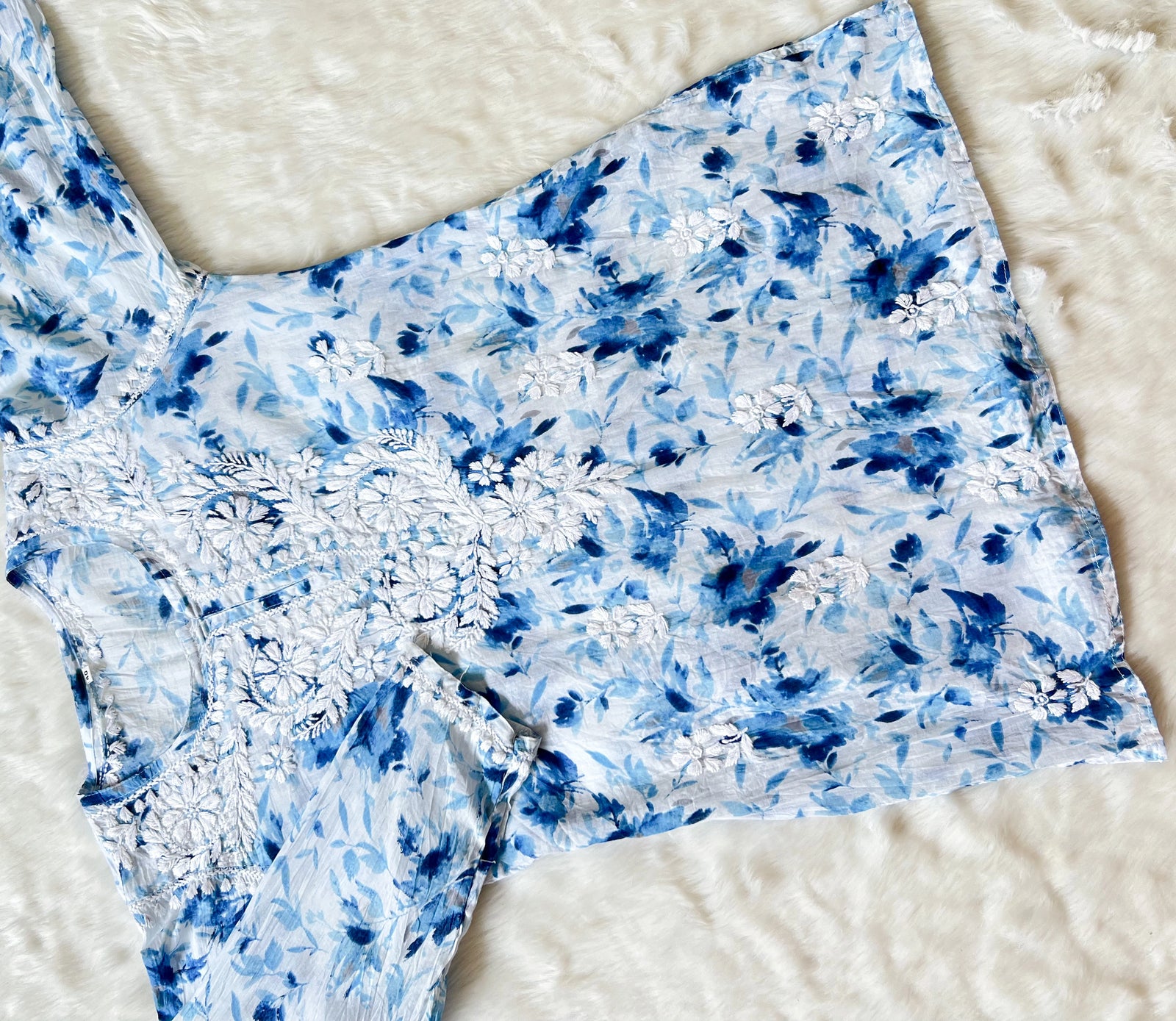 Gul Sky Blue MulMul Short Kurti