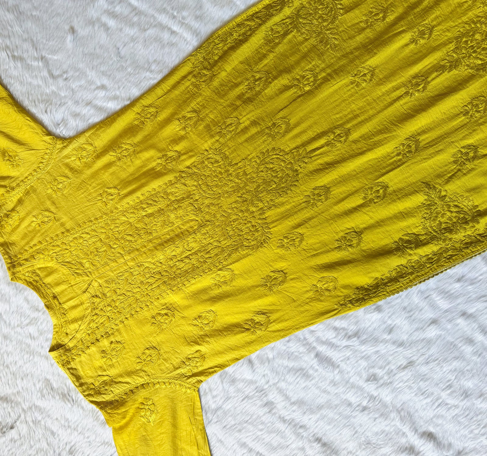 Haniya Lime Ombre Chanderi Chikankari Kurta Bottom Set