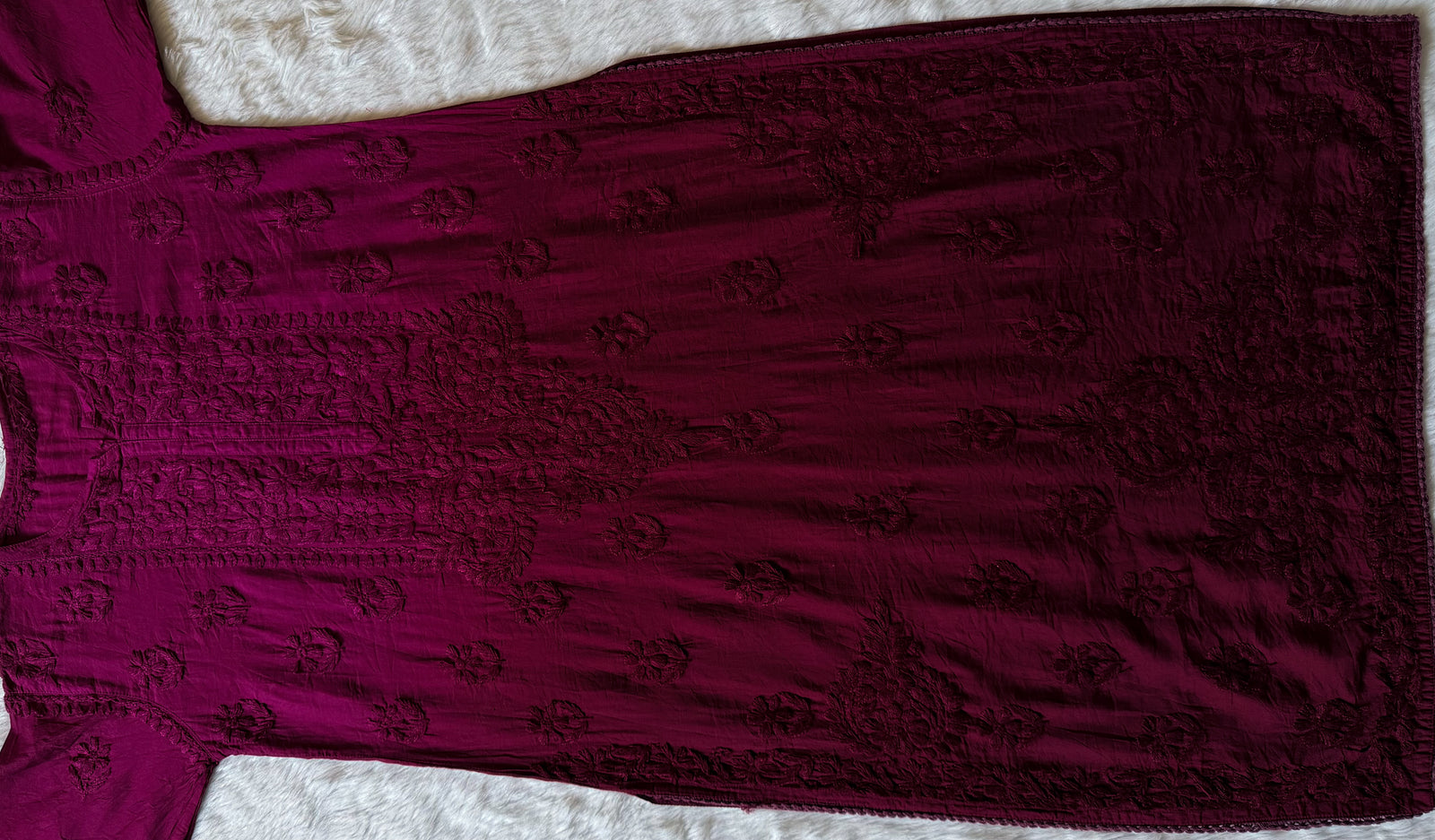 Haniya Magenta Chanderi Chikankari Kurta Bottom Set