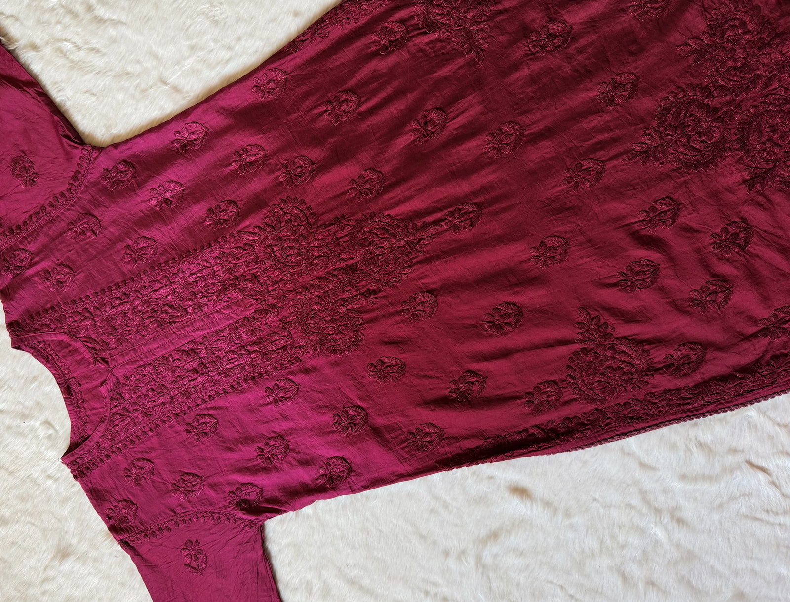 Haniya Orchid Pink Ombre Chanderi Chikankari Kurta Bottom Set
