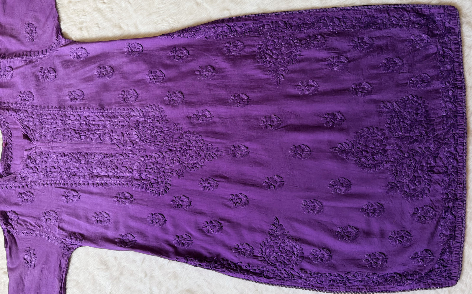 Haniya Purple Ombre Chanderi Chikankari Kurta Bottom Set