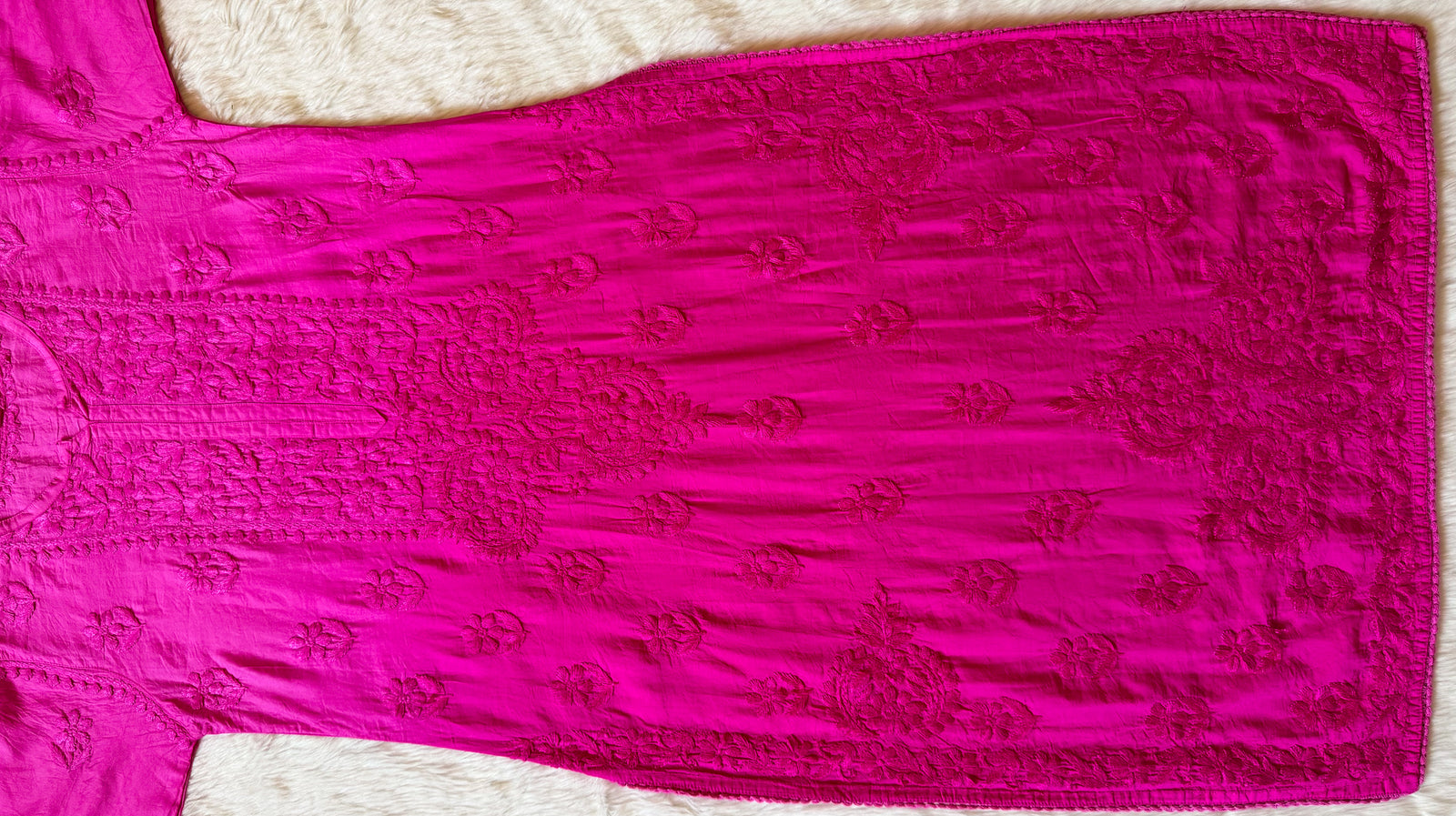 Haniya Rose Pink Ombre Chanderi Chikankari Kurta Bottom Set