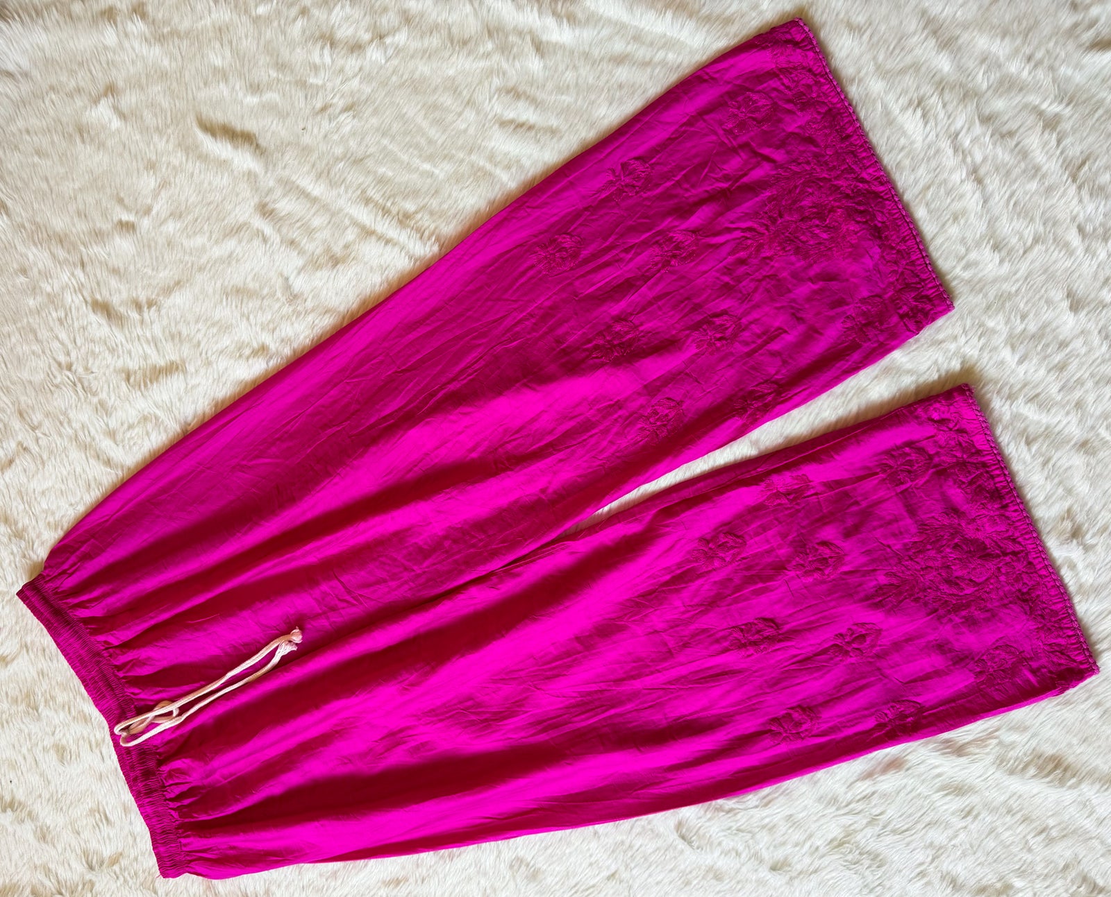 Haniya Rose Pink Ombre Chanderi Chikankari Kurta Bottom Set