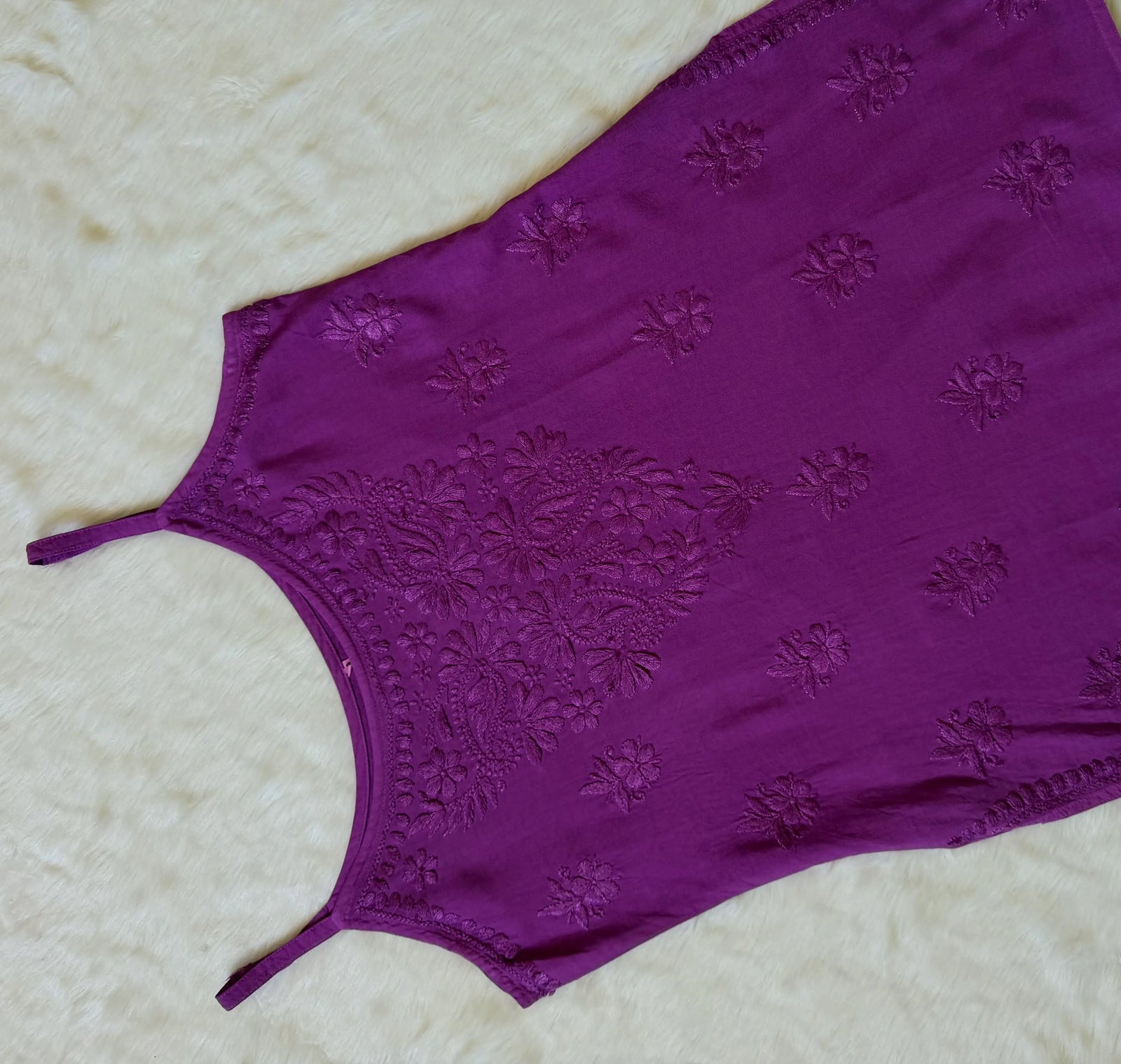 Heer Orchid Purple Sleeveless Short Rayon Kurti