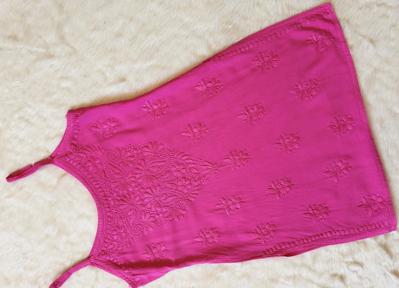 Heer Rose Pink Sleeveless Short Rayon Kurti