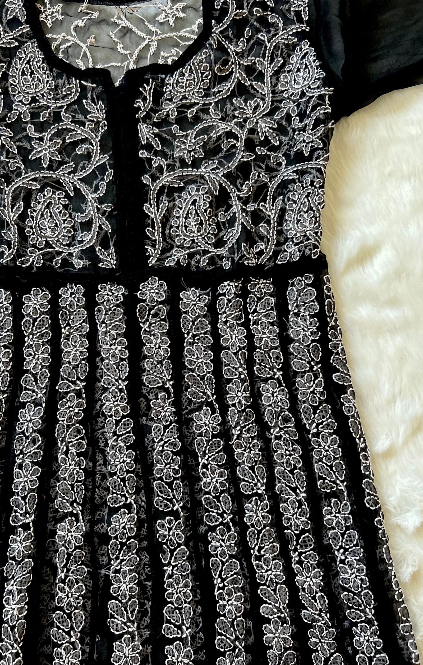 Hiba Black Georgette Anarkali with Heavy Chikankari