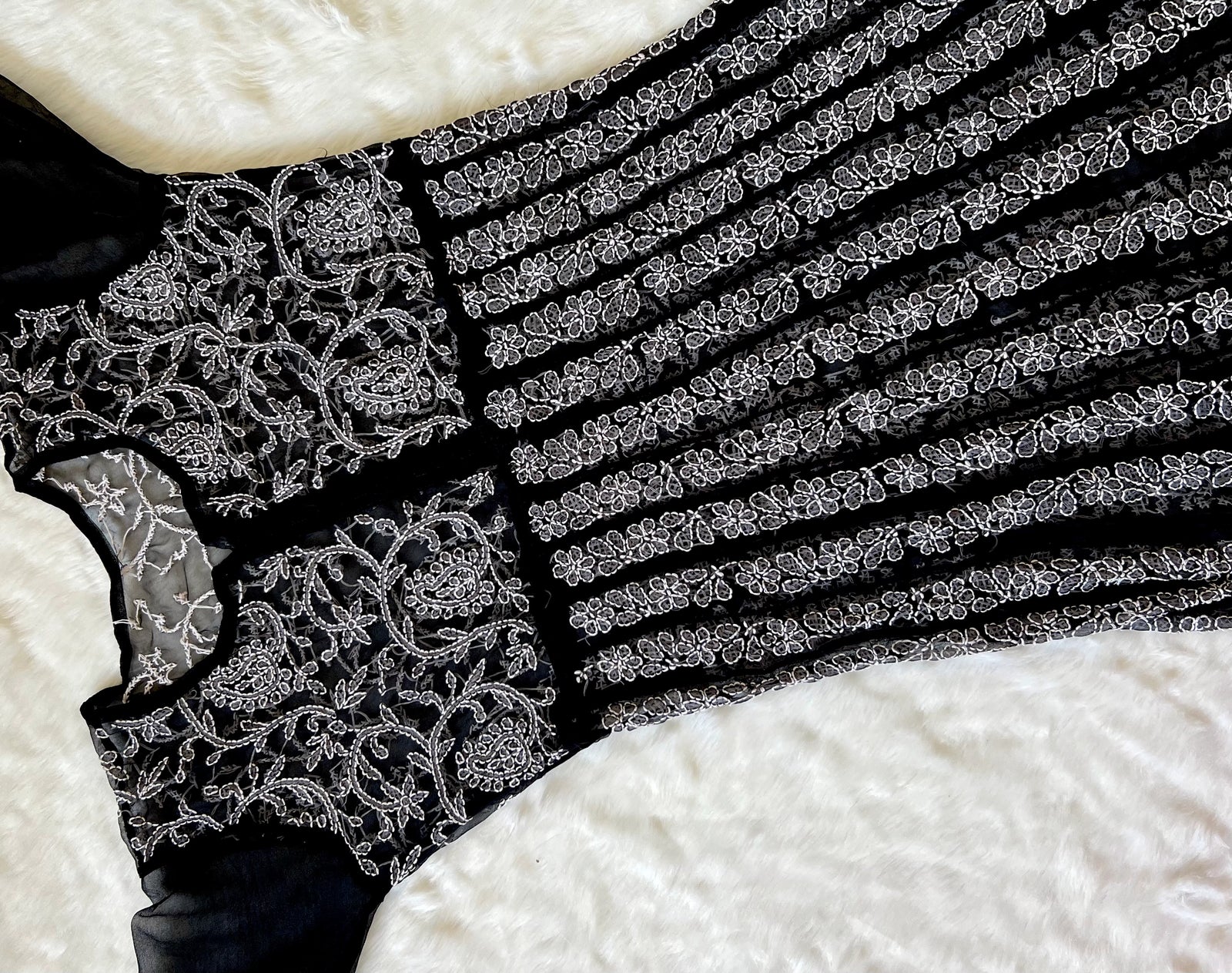 Hiba Black Georgette Anarkali with Heavy Chikankari