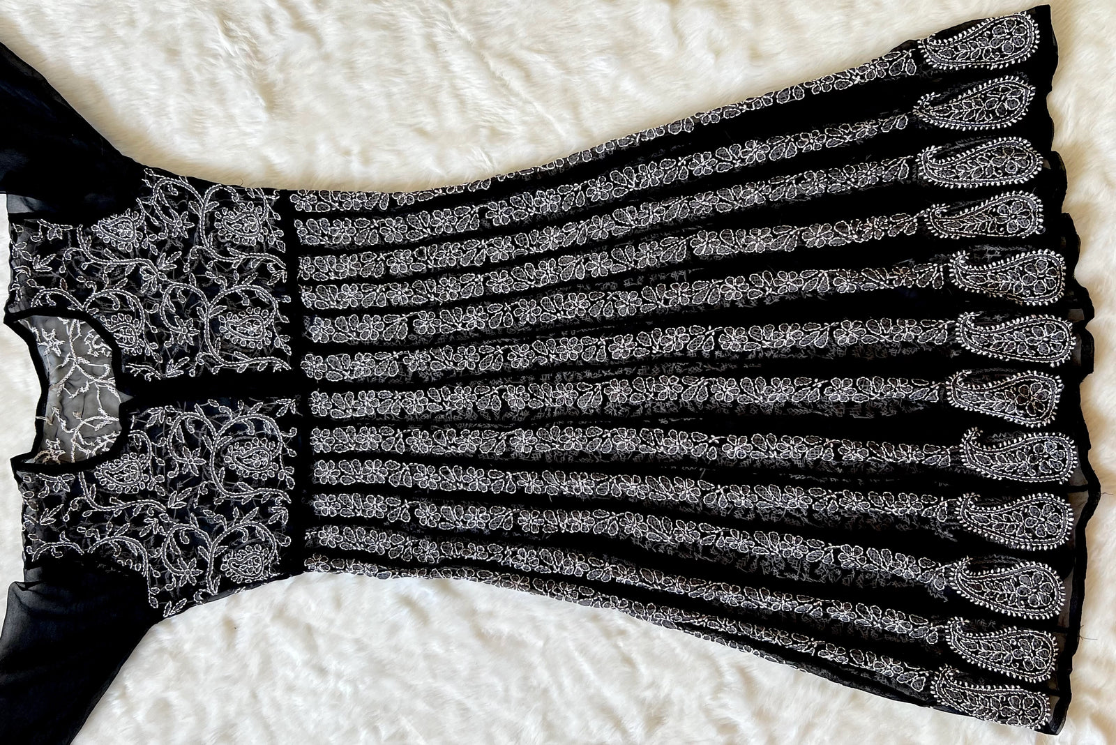 Hiba Black Georgette Anarkali with Heavy Chikankari