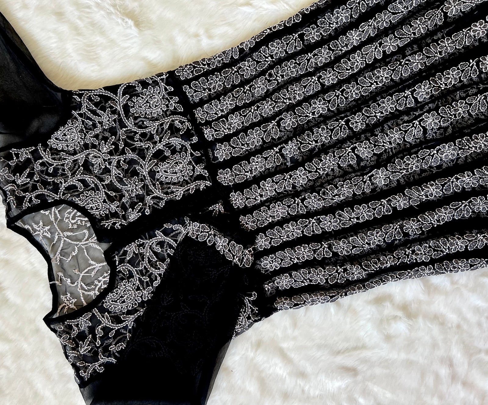 Hiba Black Georgette Anarkali with Heavy Chikankari