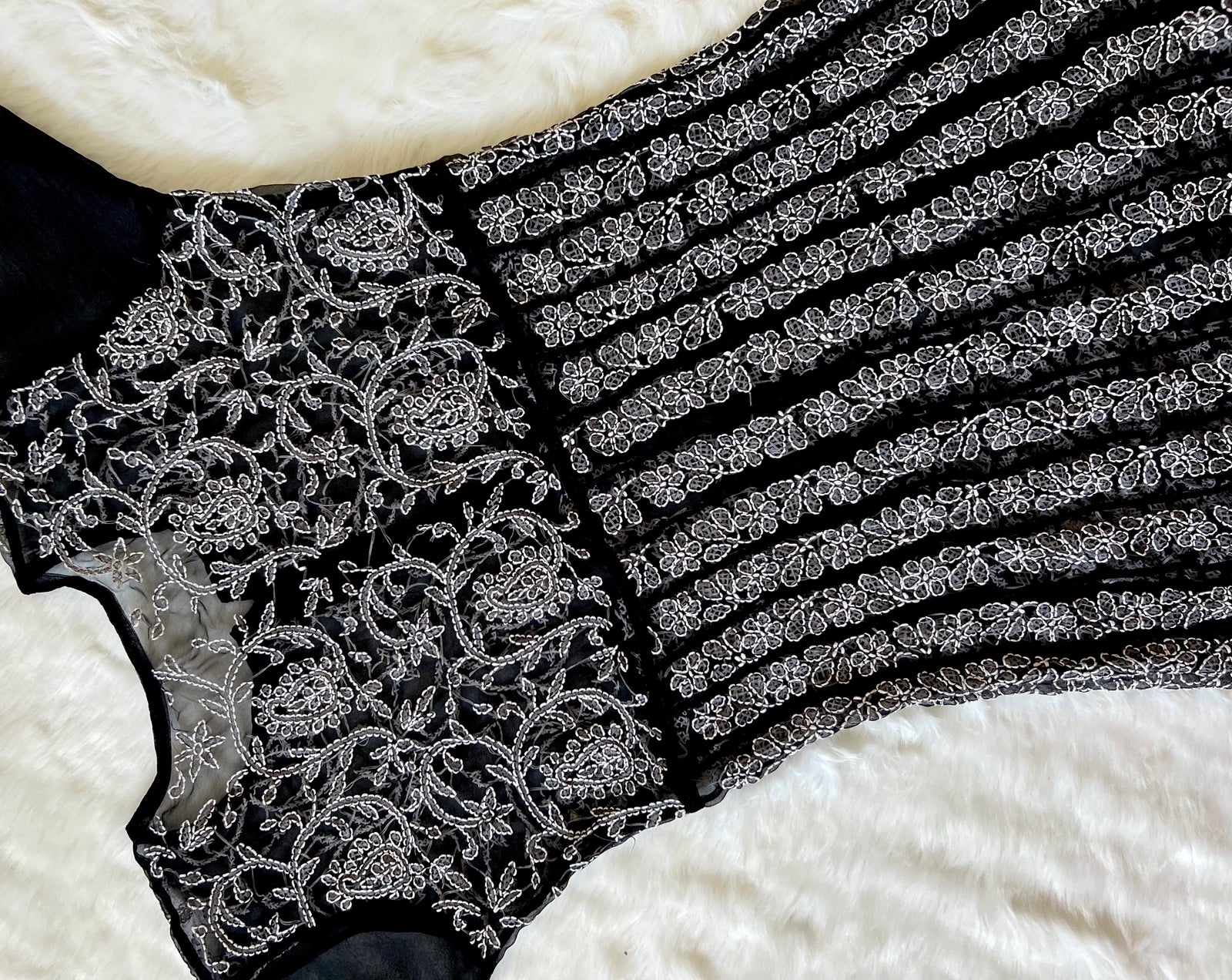 Hiba Black Georgette Anarkali with Heavy Chikankari