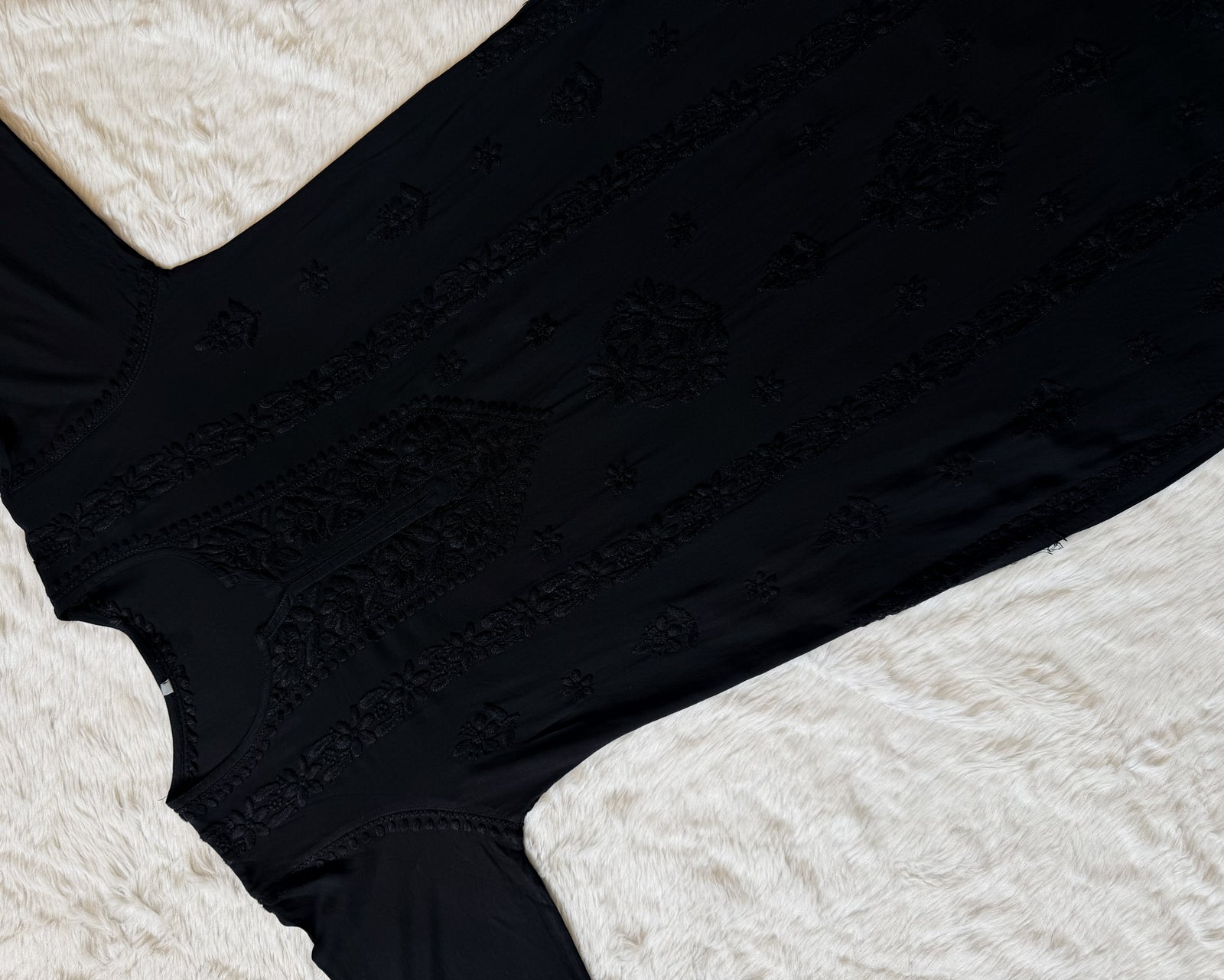 Hiba Black Rayon Chikankari Kurta Bottom Set