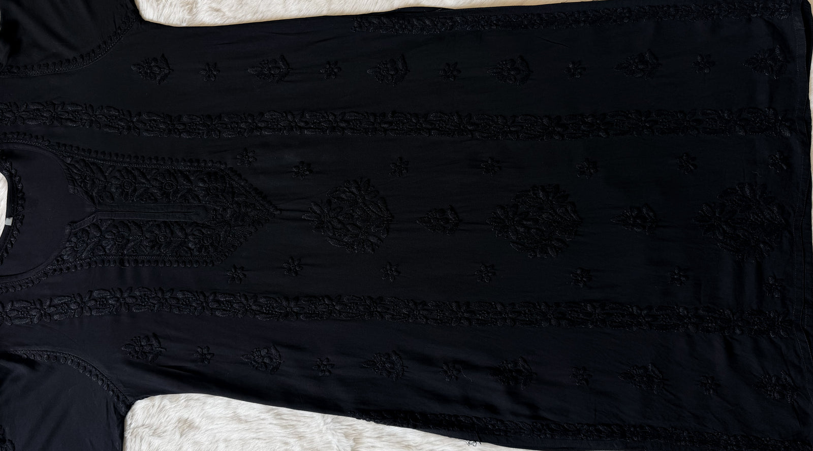 Hiba Black Rayon Chikankari Kurta Bottom Set