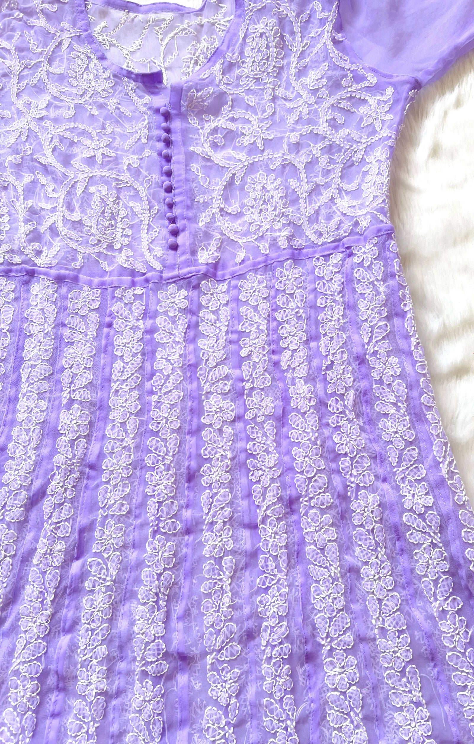 Hiba Lavender Georgette Anarkali with Heavy Chikankari