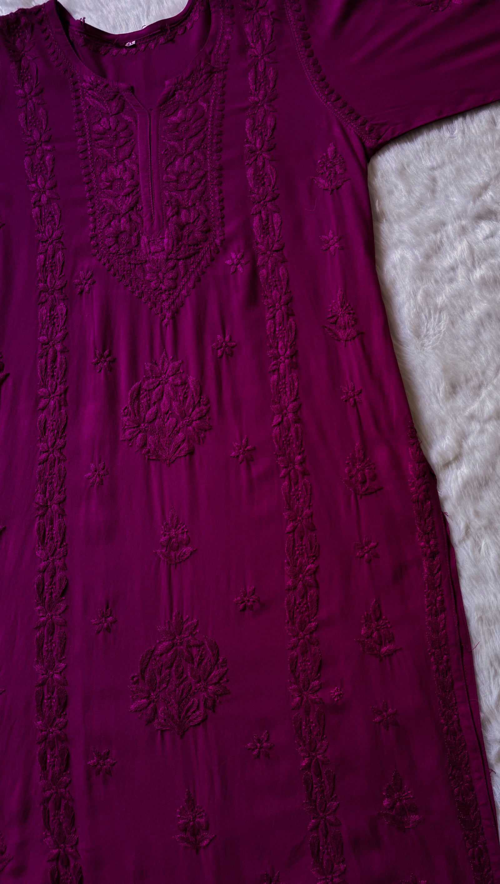 Hiba Magenta Rayon Chikankari Kurta Bottom Set