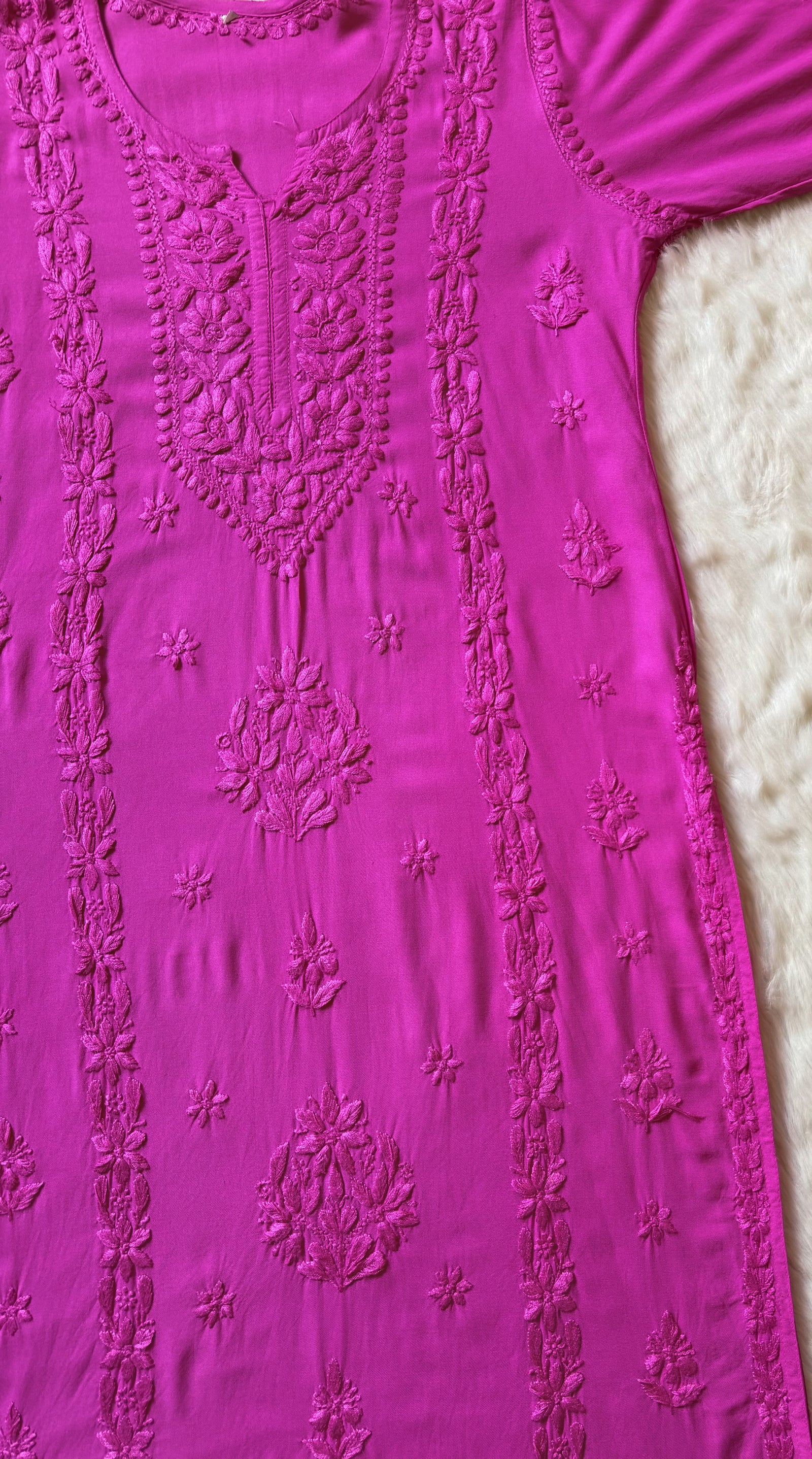 Hiba Rose Pink Rayon Chikankari Kurta Bottom Set