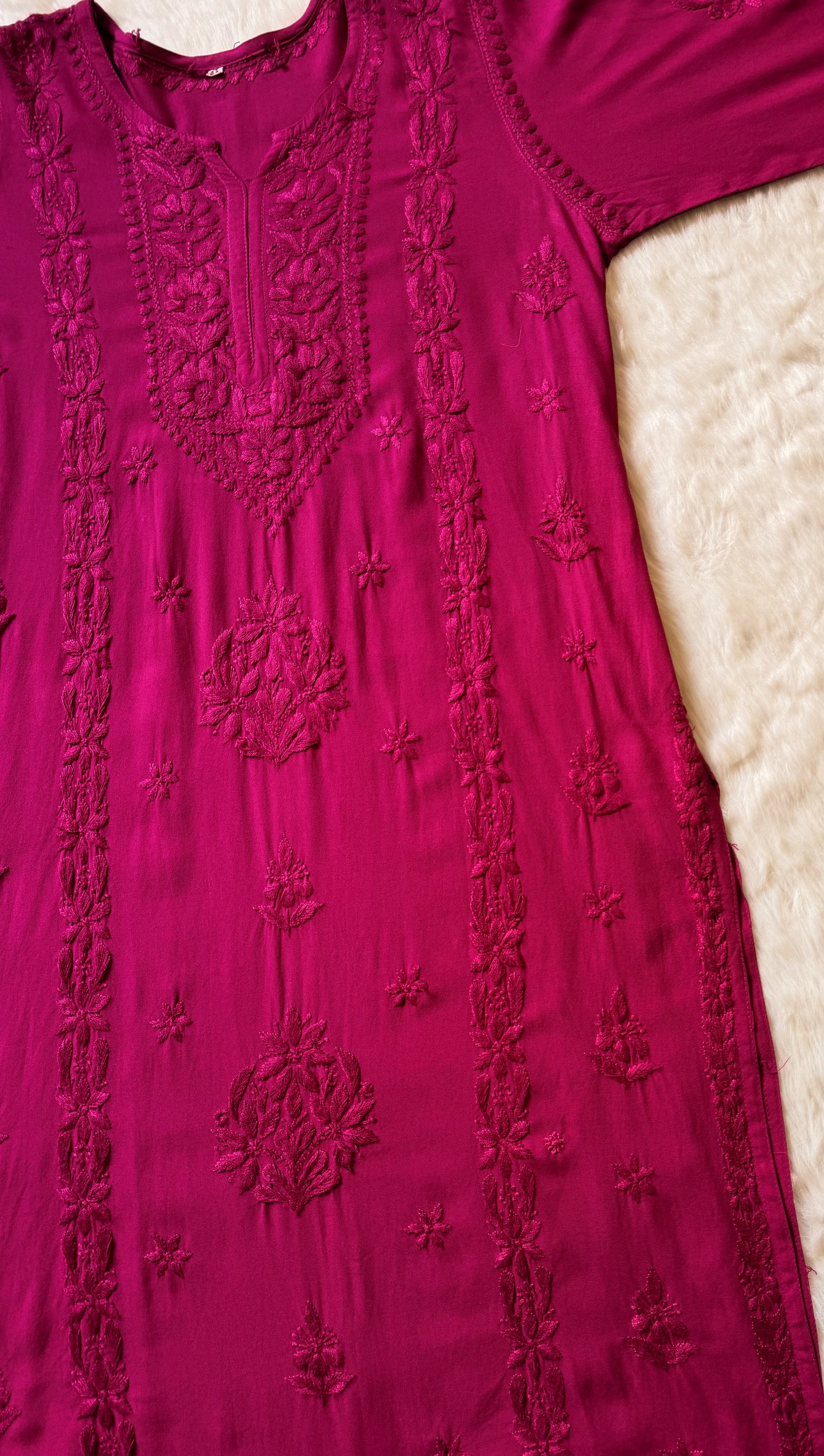 Hiba Rose Pink Rayon Chikankari Kurta Bottom Set