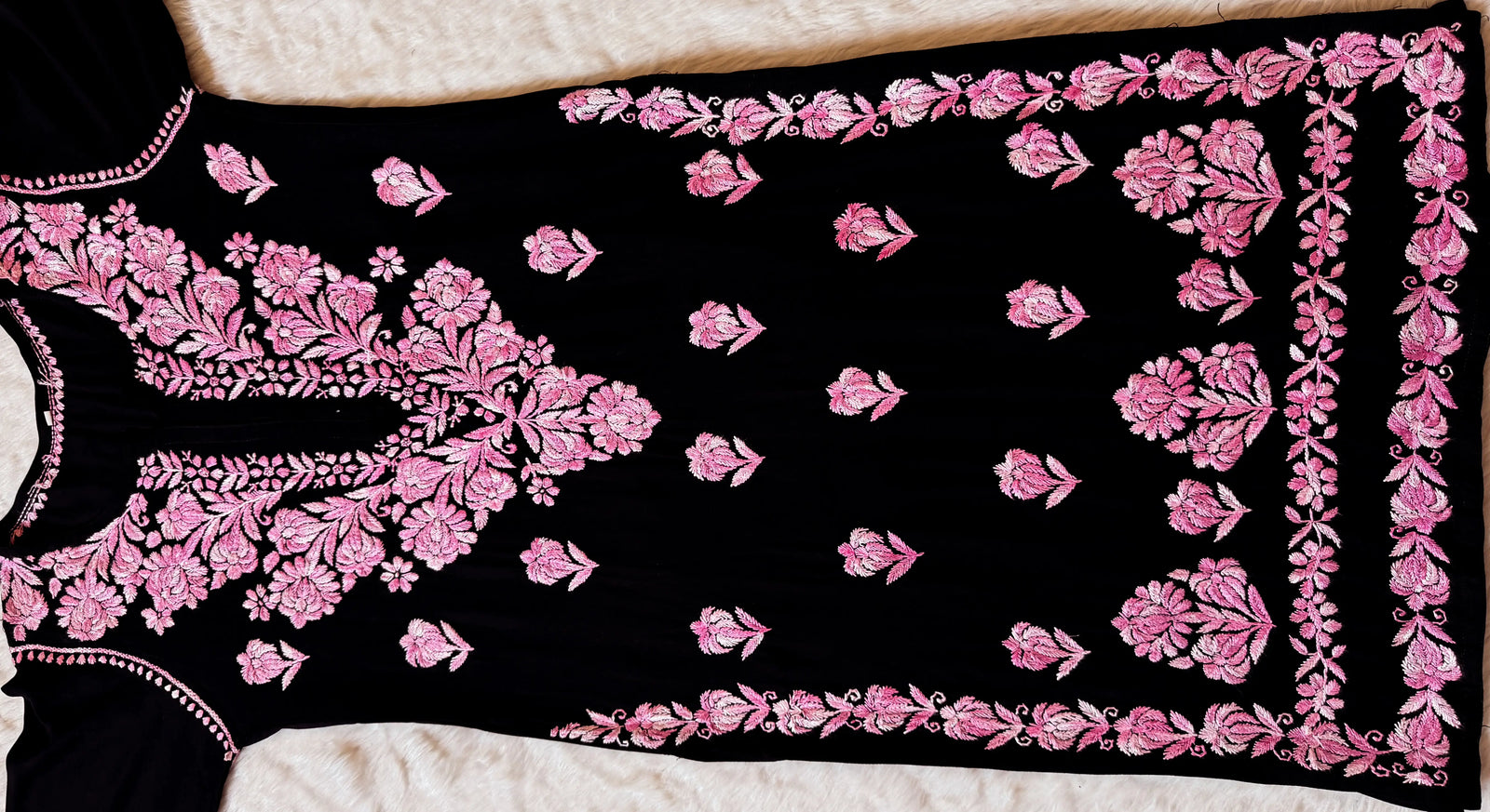 Laiba Black & Pink Rayon Chikankari 2 Piece Set