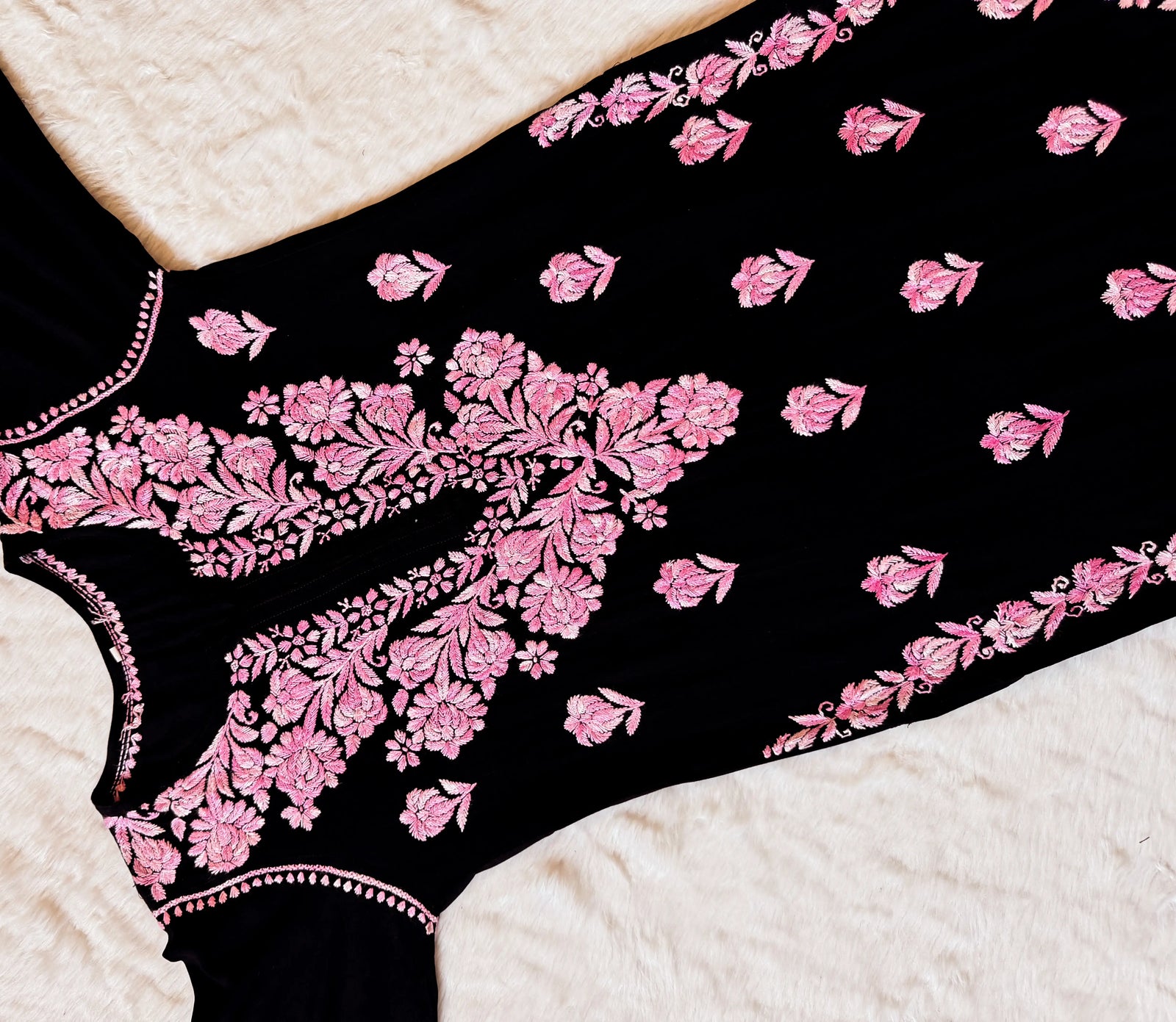 Laiba Black & Pink Rayon Chikankari 2 Piece Set