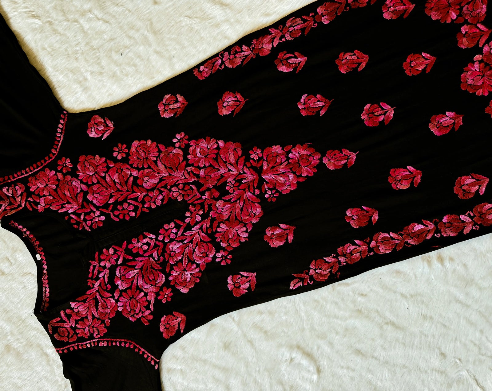 Laiba Black & Red Rayon Chikankari 2 Piece Set