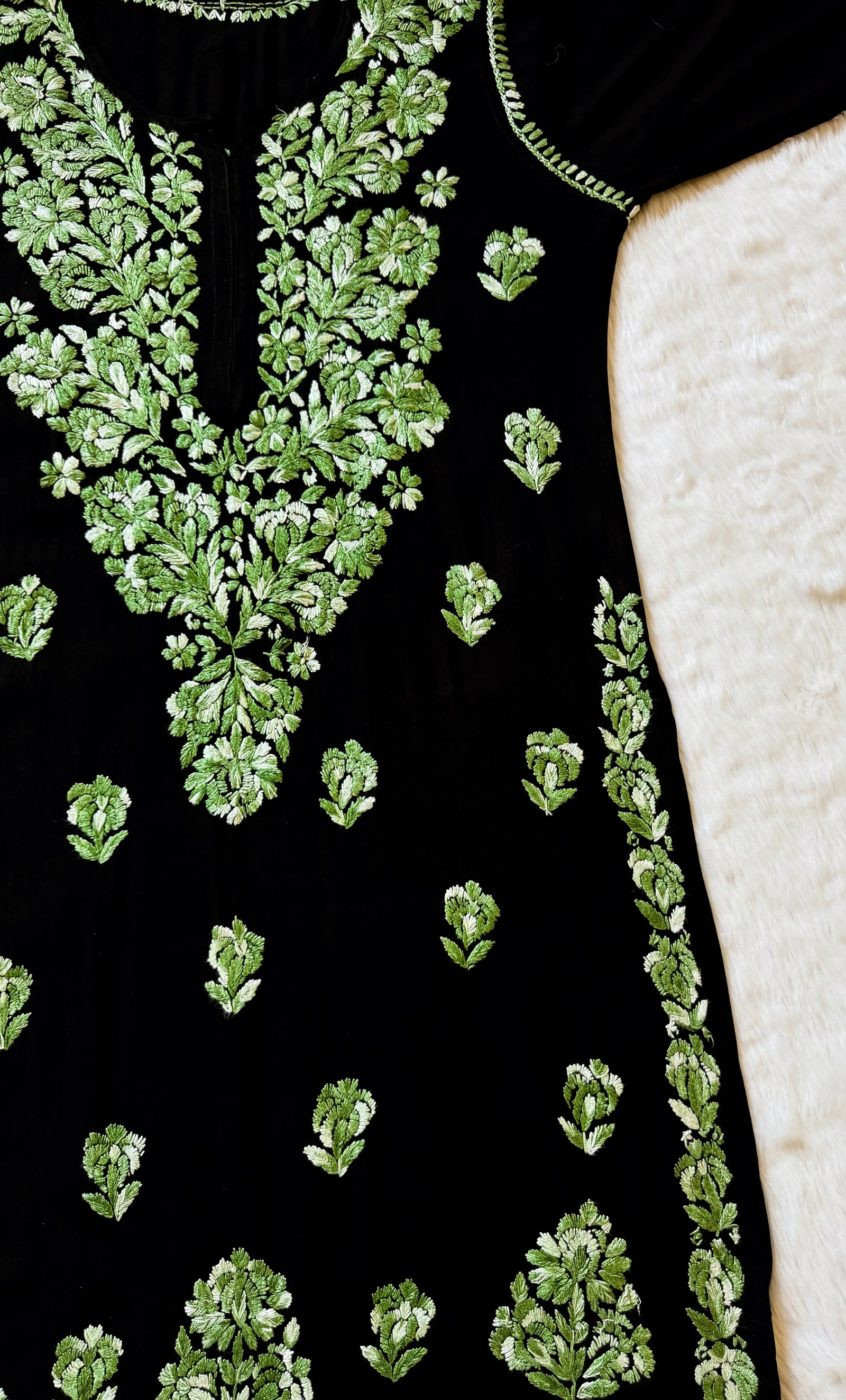 Laiba Black & Sage Green Rayon Chikankari 2 Piece Set