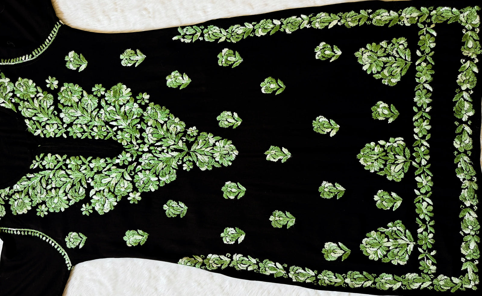 Laiba Black & Sage Green Rayon Chikankari 2 Piece Set