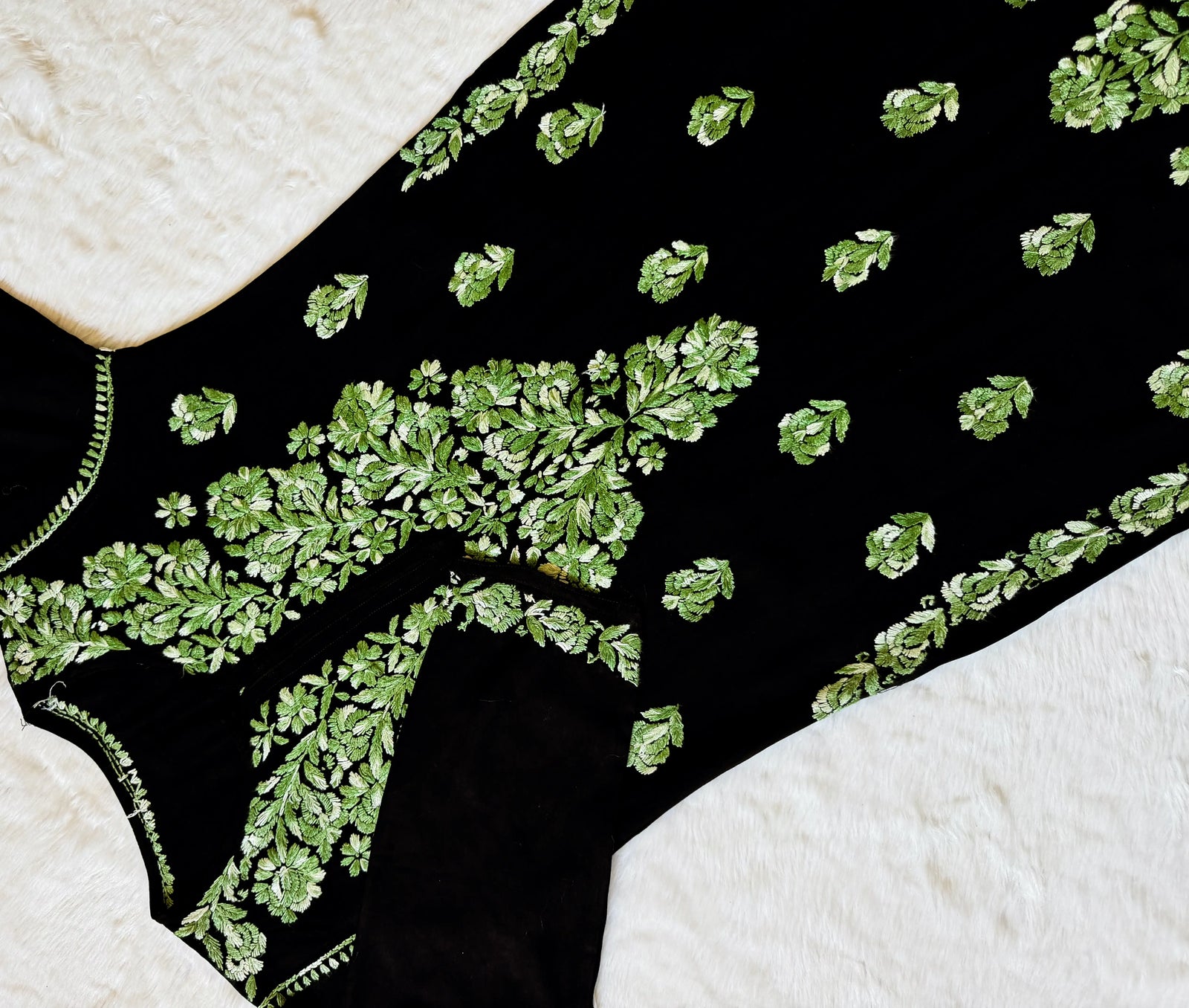 Laiba Black & Sage Green Rayon Chikankari 2 Piece Set