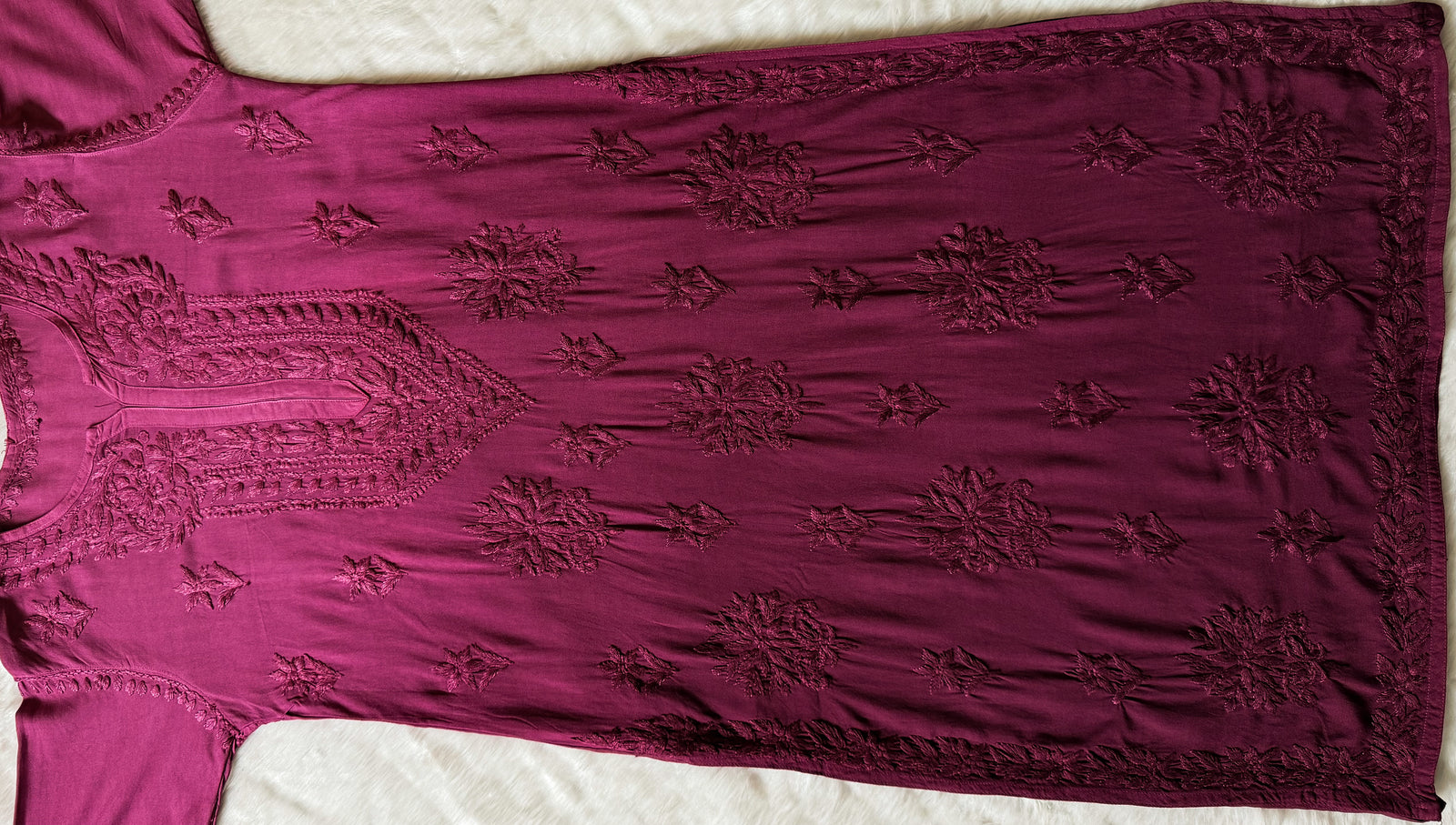 Leela Orchid Pink Rayon Kurta Bottom Set with Self Chikankari Handwork