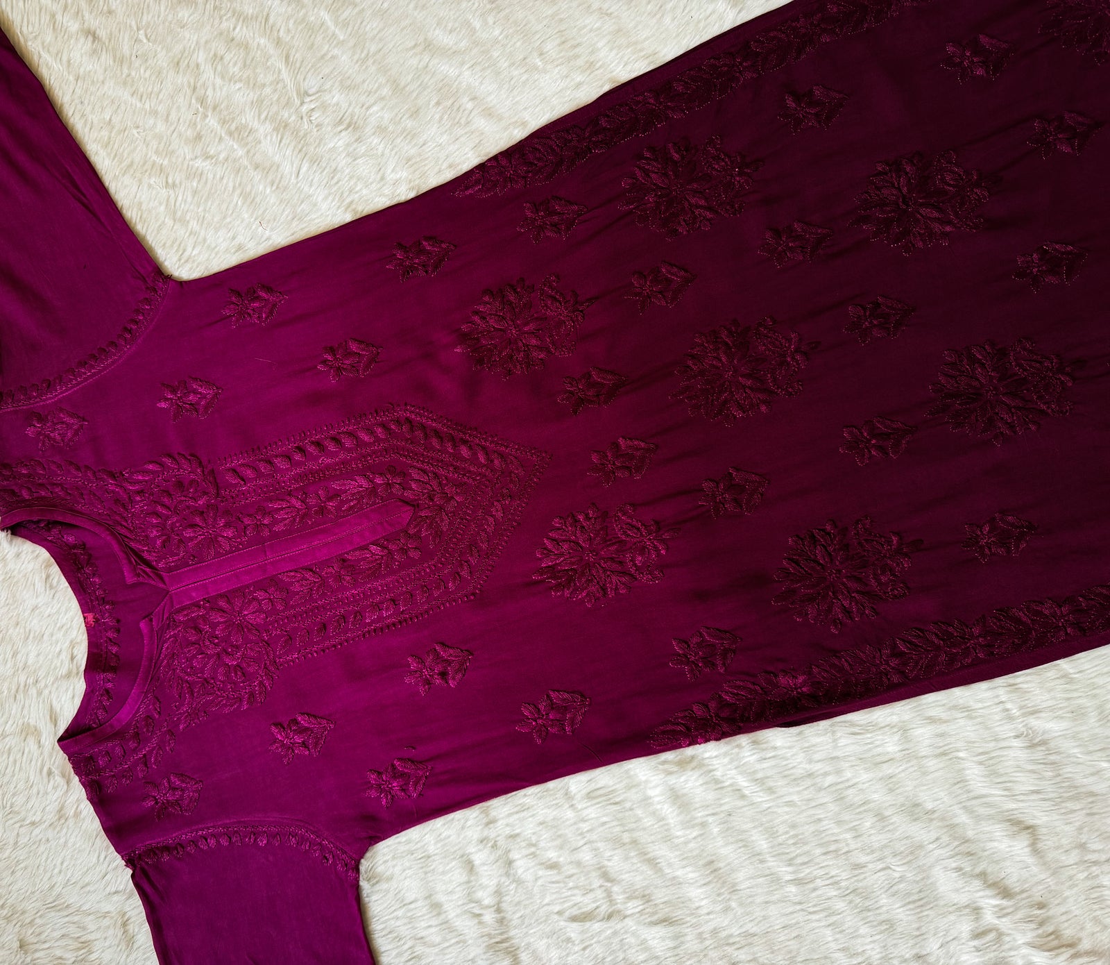 Leela Orchid Purple Rayon Kurta Bottom Set with Self Chikankari Handwork