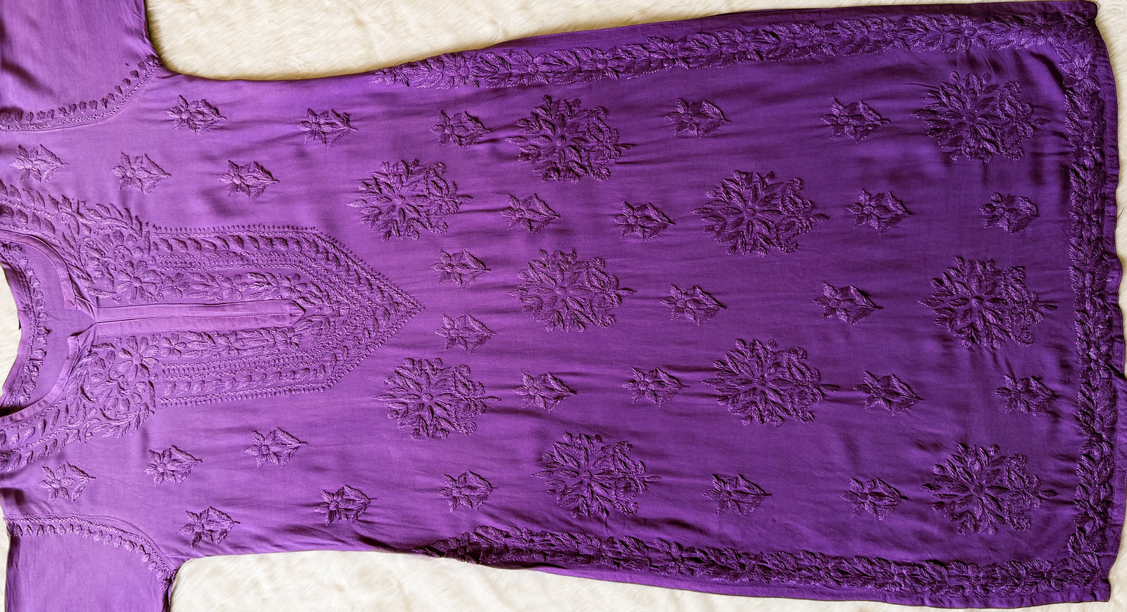 Leela Purple Rayon Kurta Bottom Set with Self Chikankari Handwork