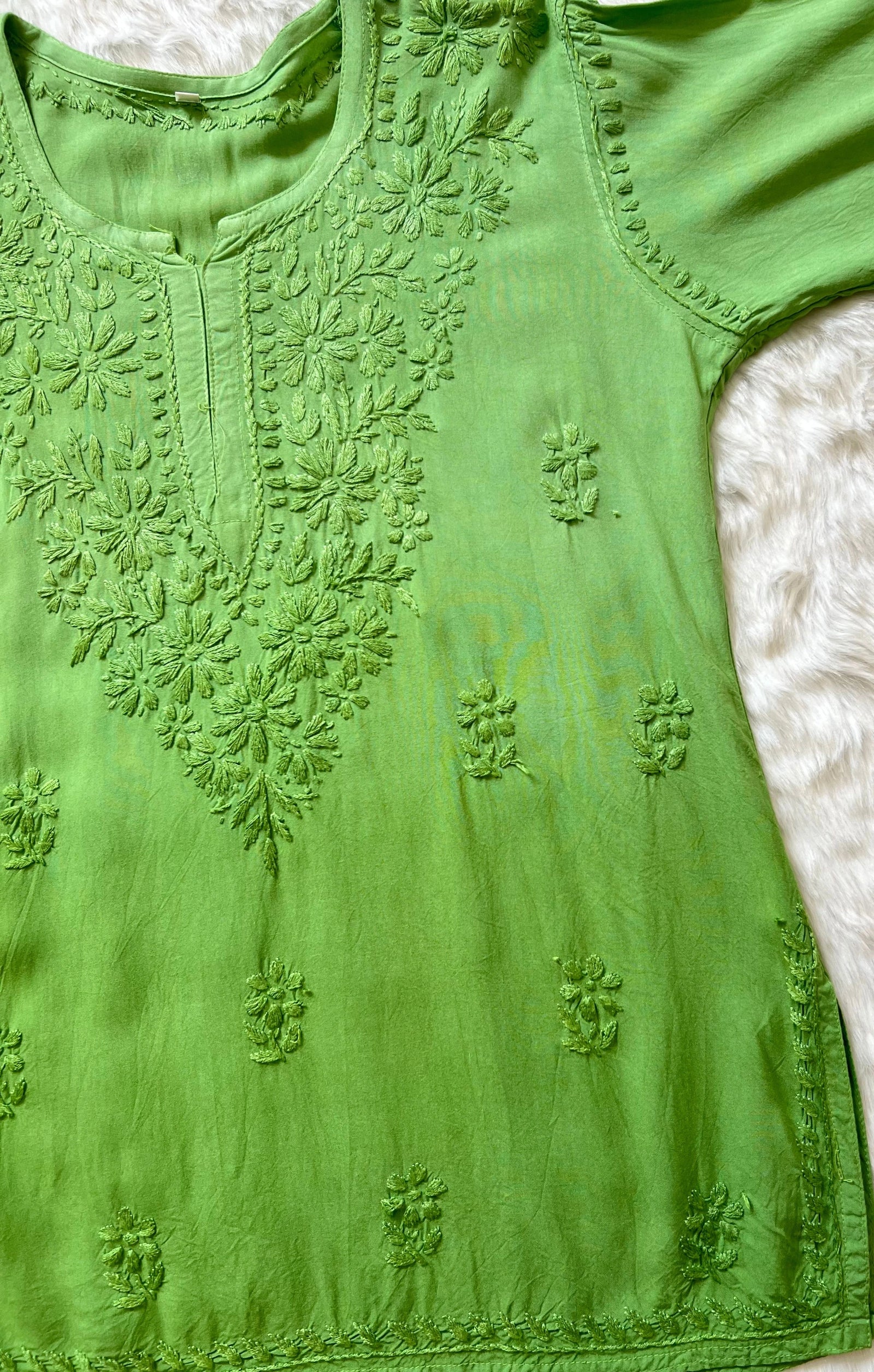 Light Green Ombre Short Rayon Kurta