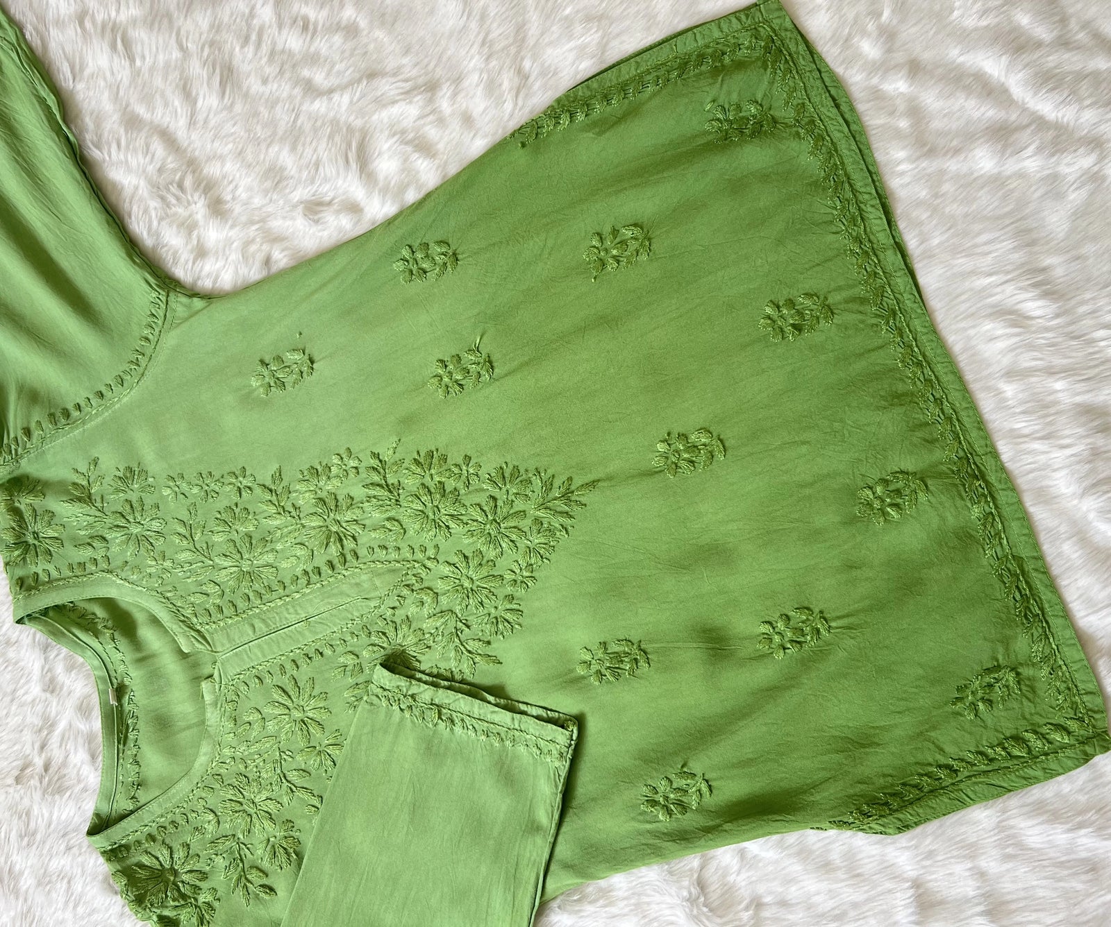 Light Green Ombre Short Rayon Kurta