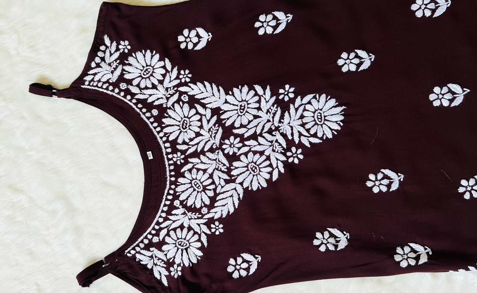 Lyla Brown Sleeveless Short Rayon Kurti