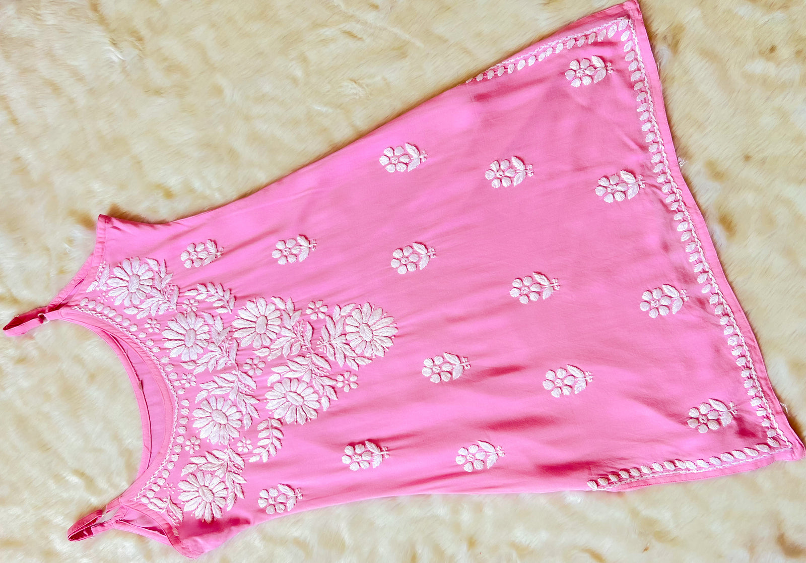 Lyla Light Pink Sleeveless Short Rayon Kurti