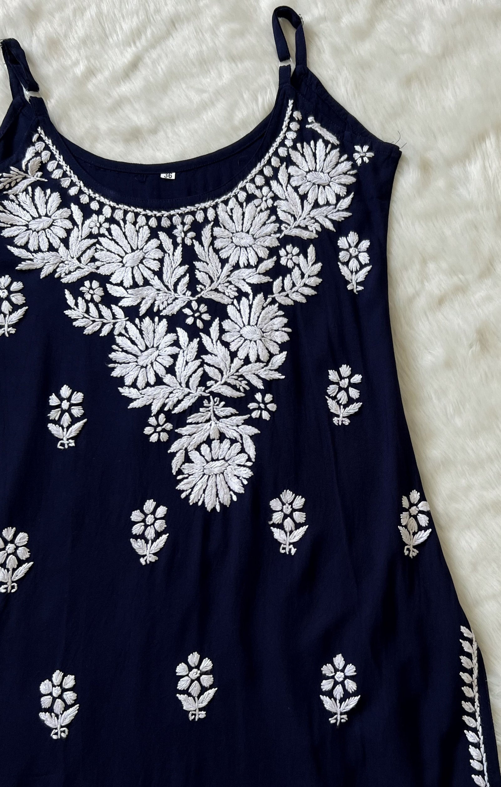 Lyla Navy Blue Sleeveless Short Rayon Kurti